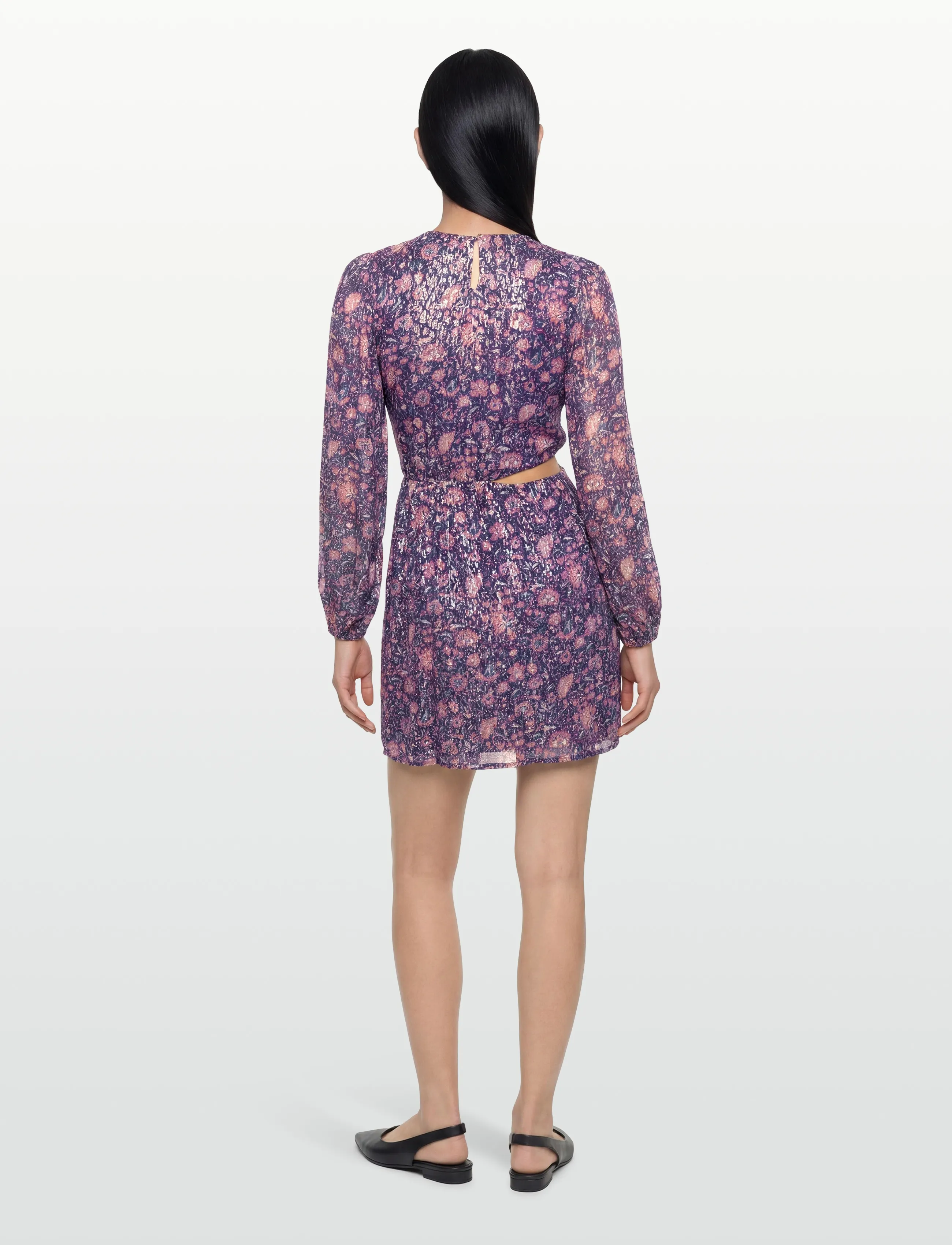 Maje - Metallic printed viscose dress - minikleidid - purple - 4