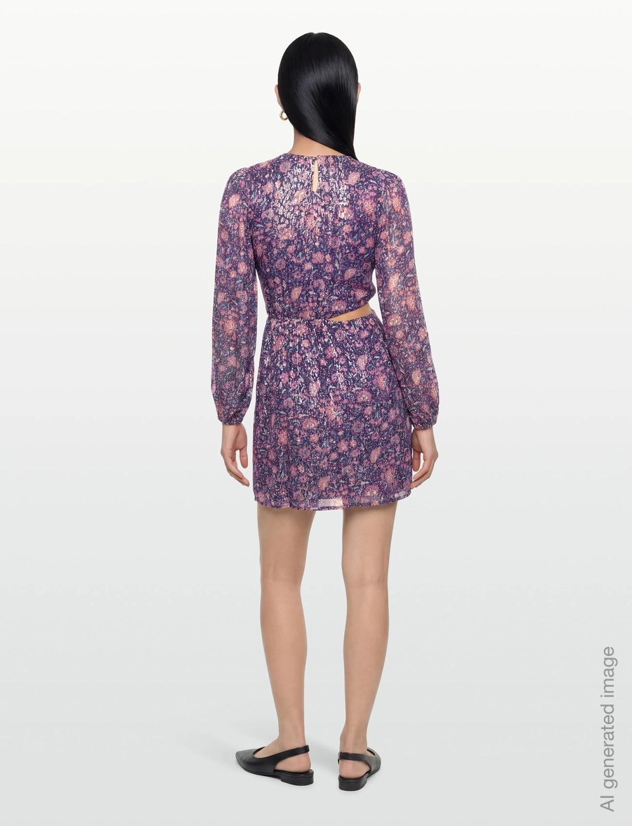 Maje - Metallic printed viscose dress - short dresses - purple - 4