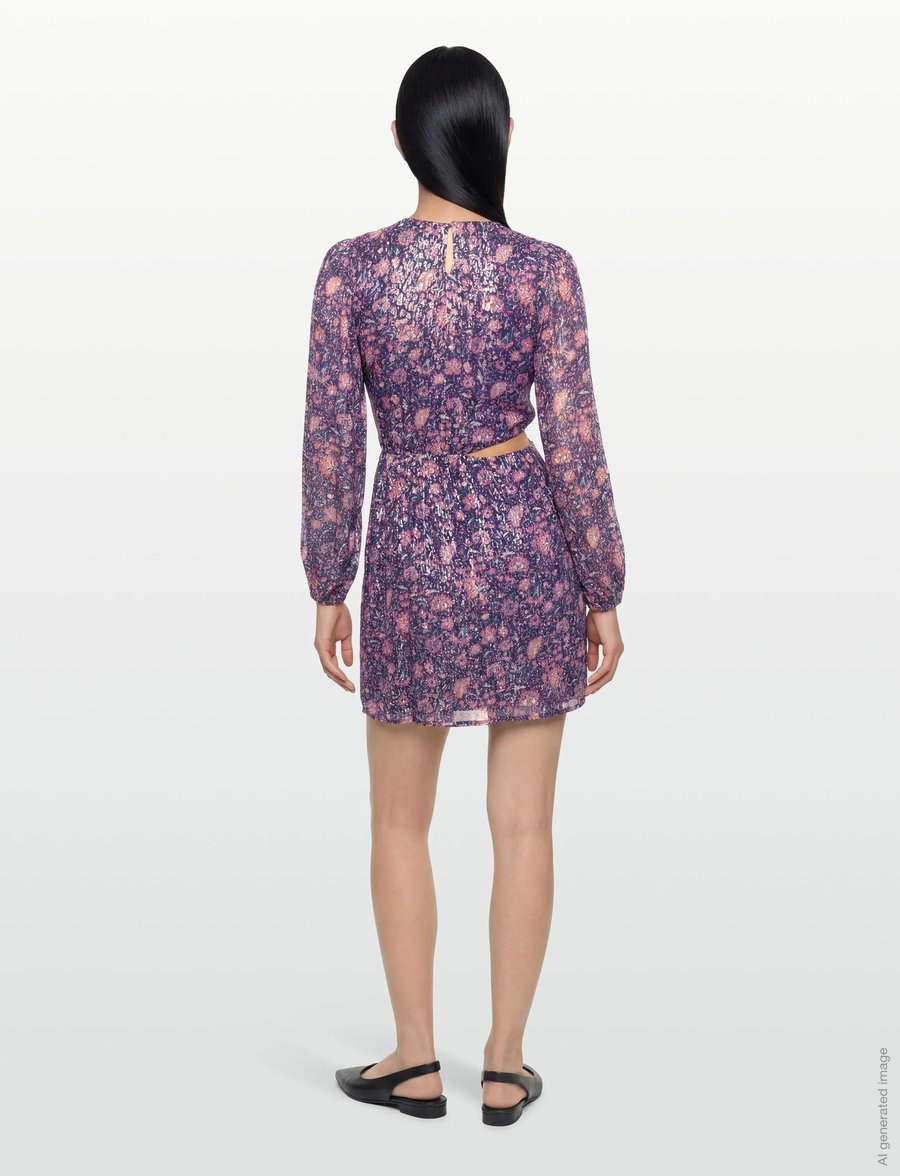 Maje - Metallic printed viscose dress - kurze kleider - purple - 4