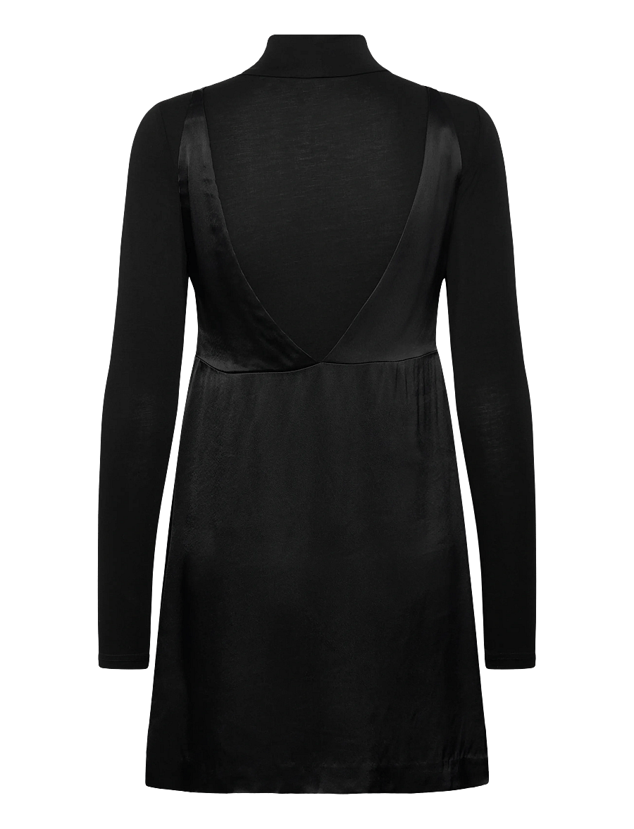 Maje - Black satin dress with jeweled straps - schlupfkleider - black - 1