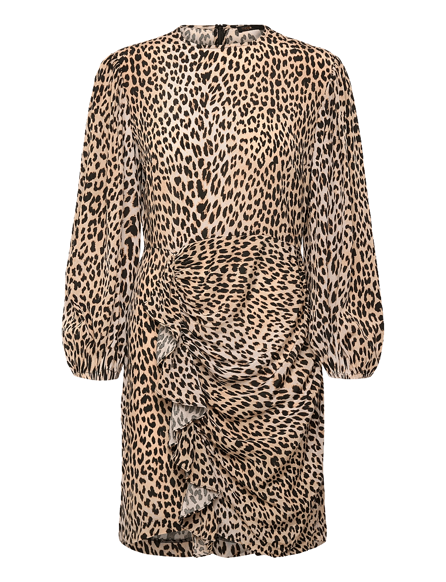 Maje - Leopard-print viscose dress - festklänningar - light leopard - 0