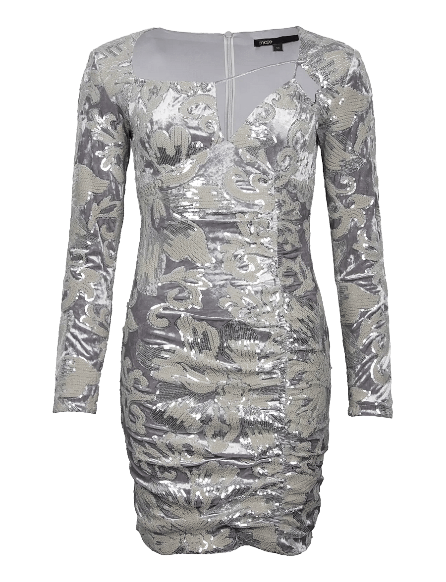 Maje - Sequin-embroidered velvet dress - kokteilikleidid - silver - 0