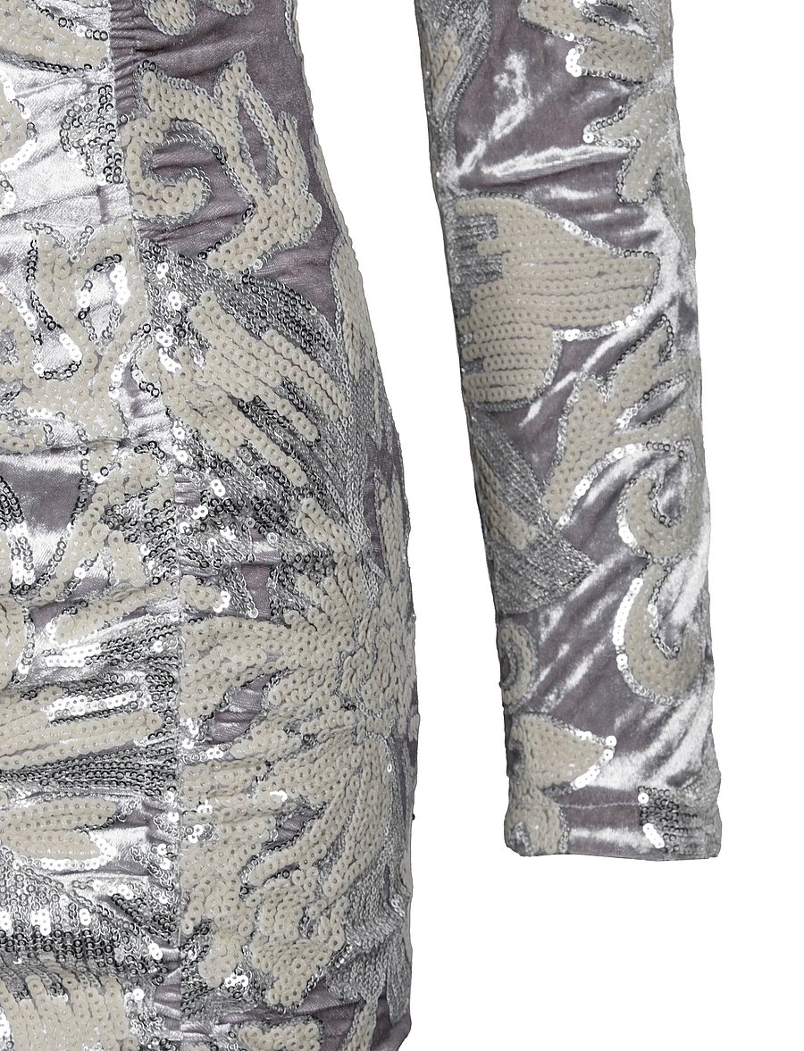 Maje - Sequin-embroidered velvet dress - kokteilikleidid - silver - 2