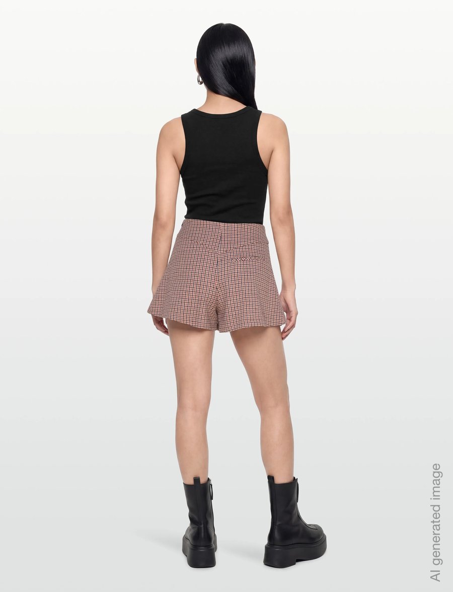 Maje - Houndstooth skort - casual shorts - camel - 4