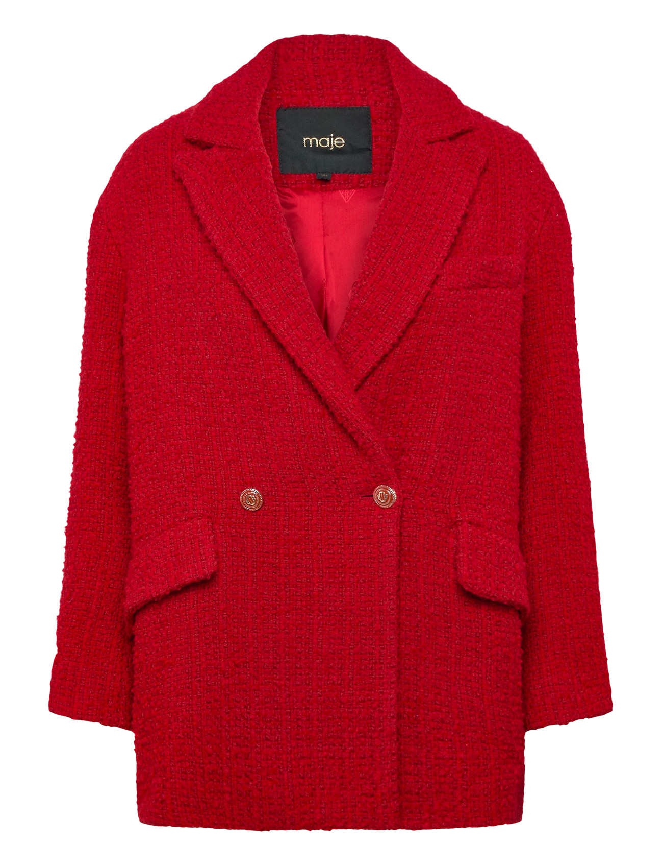 Maje Fancy Red Tweed Coat