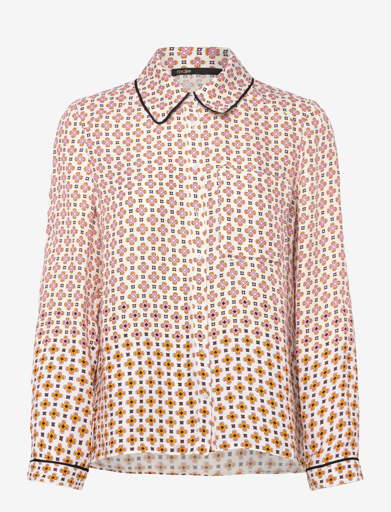 Maje - Printed viscose shirt - langärmlige hemden - tiles ecru background - 0