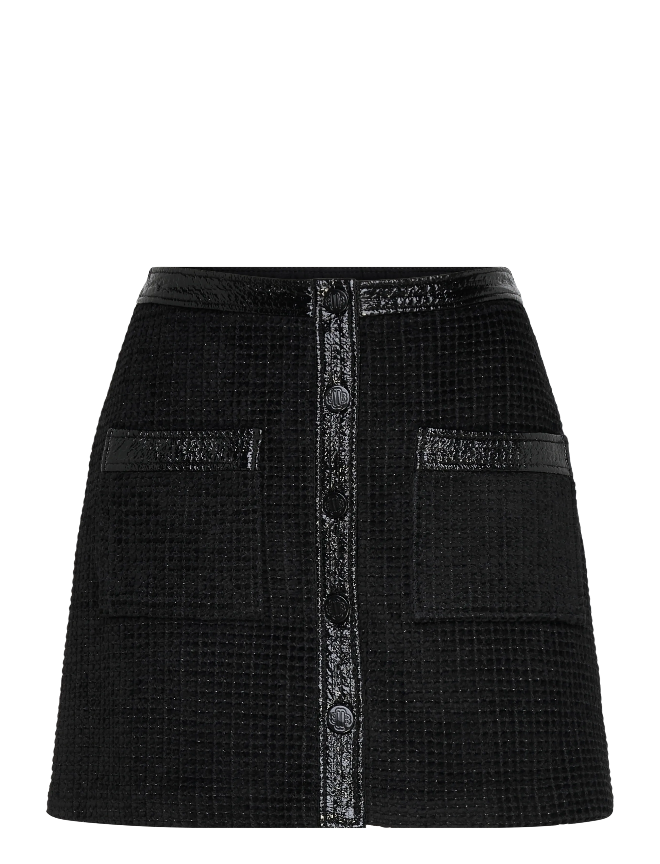 Maje Rib knit top - Short skirts - BLACK / black