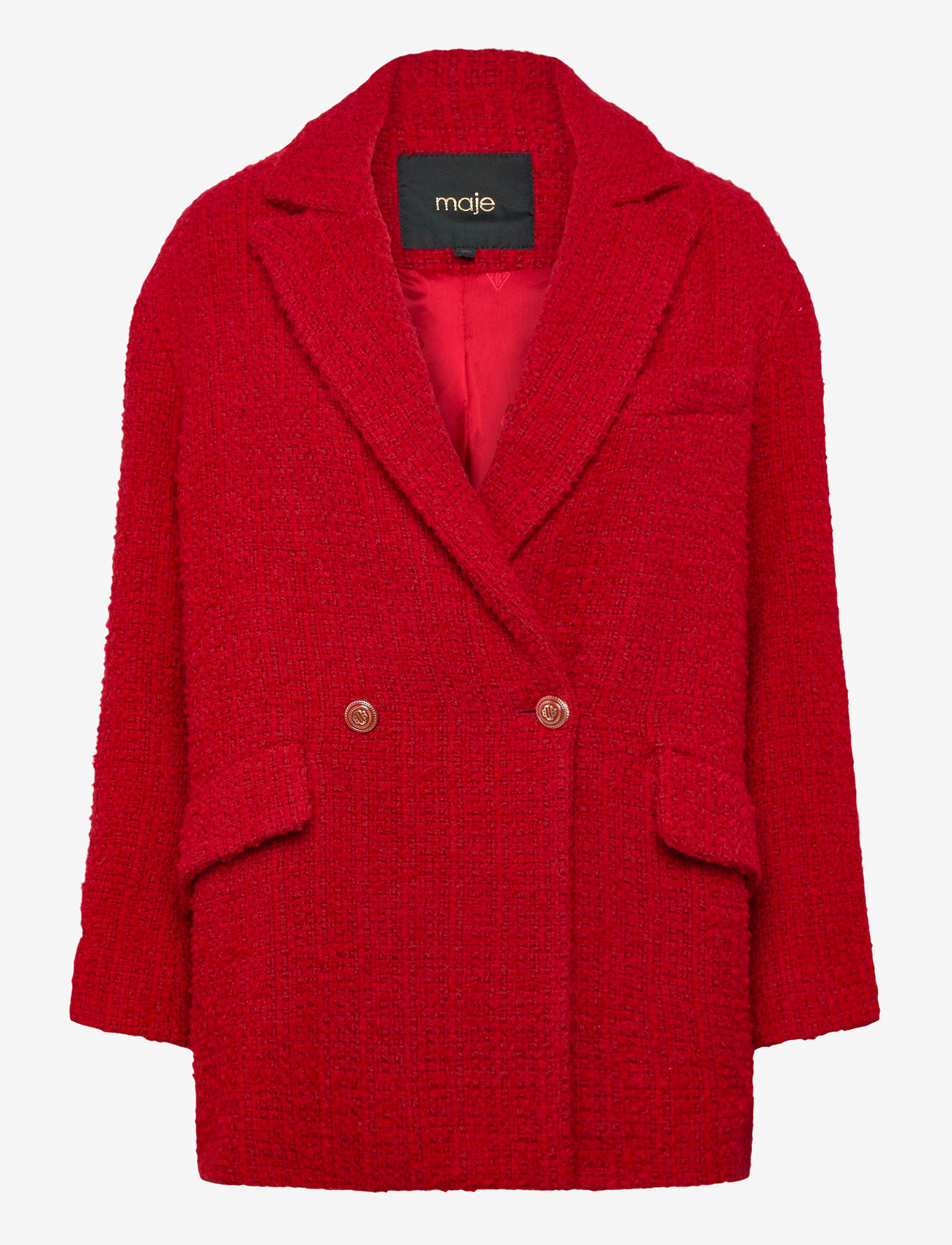 Maje - Fancy red tweed coat - winterjacken - red - 0