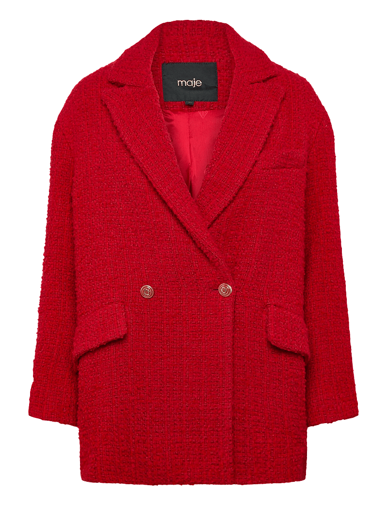 Maje - Fancy red tweed coat - winterjacken - red - 0