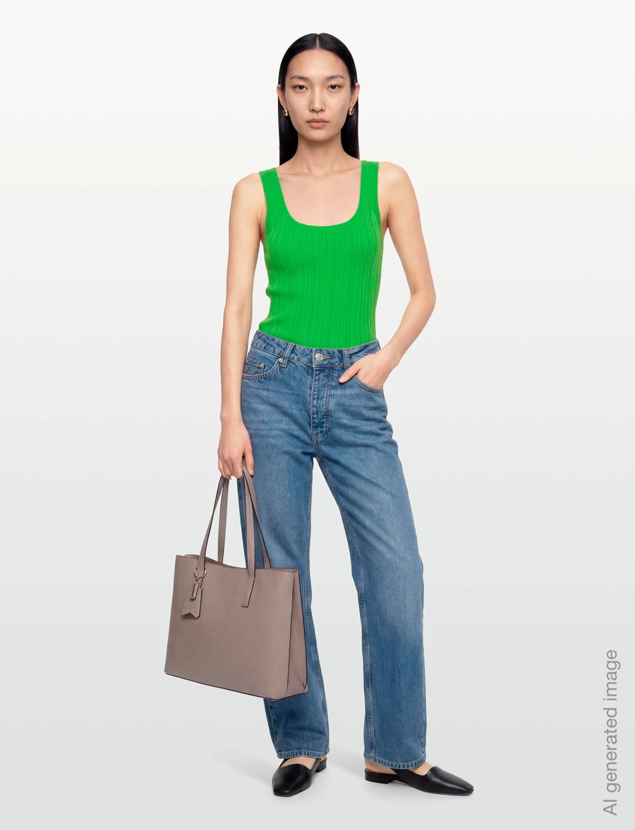 Maje - Striped rib knit sweater - Ärmellose tops - green - 0