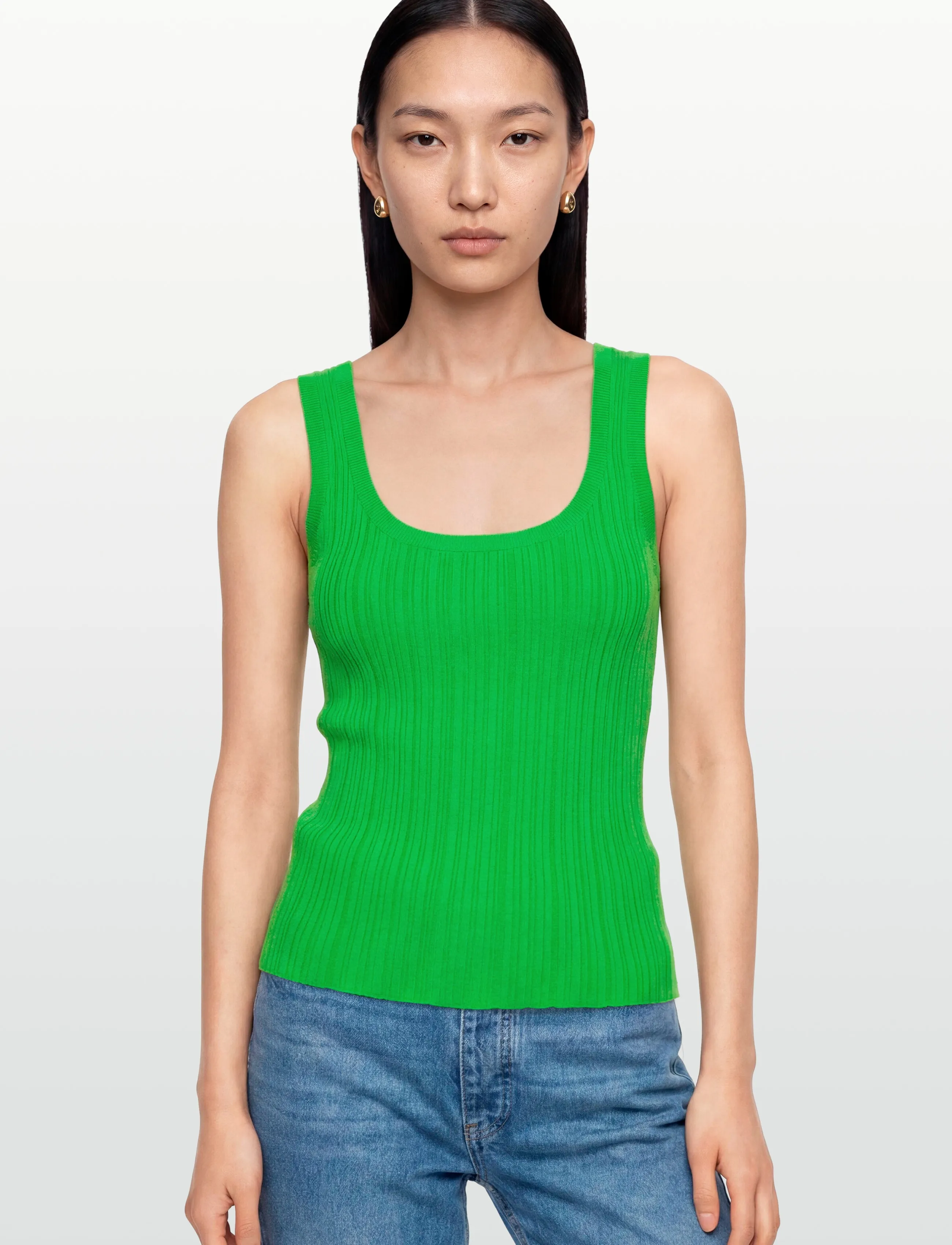 Maje - Striped rib knit sweater - topi bez piedurknēm - green - 3
