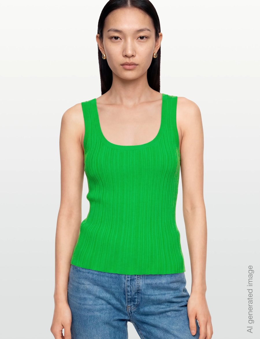 Maje - Striped rib knit sweater - Ärmellose tops - green - 3