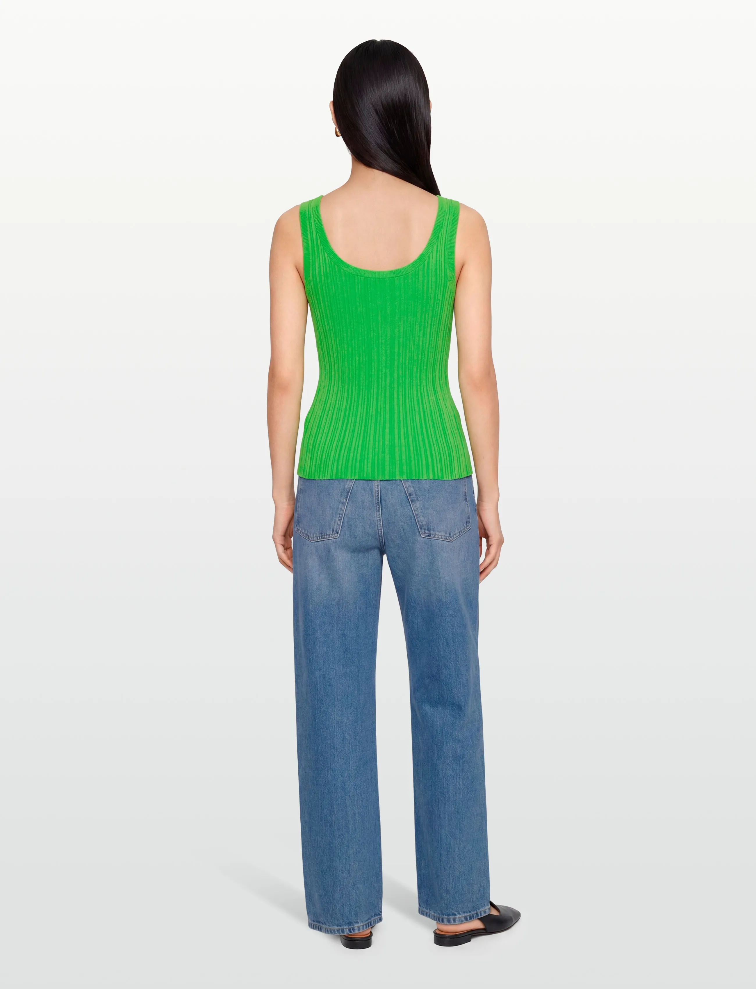 Maje - Striped rib knit sweater - topi bez piedurknēm - green - 4