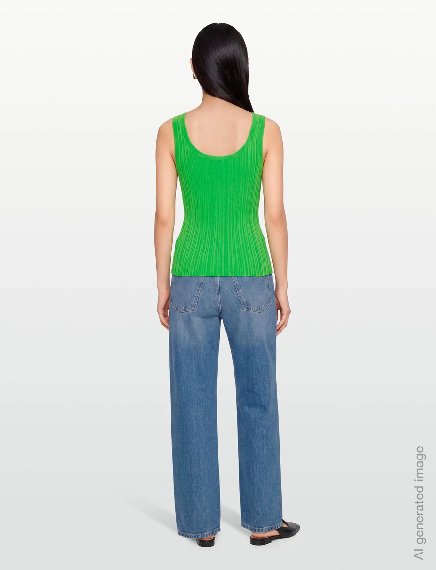 Maje - Striped rib knit sweater - Ärmellose tops - green - 4