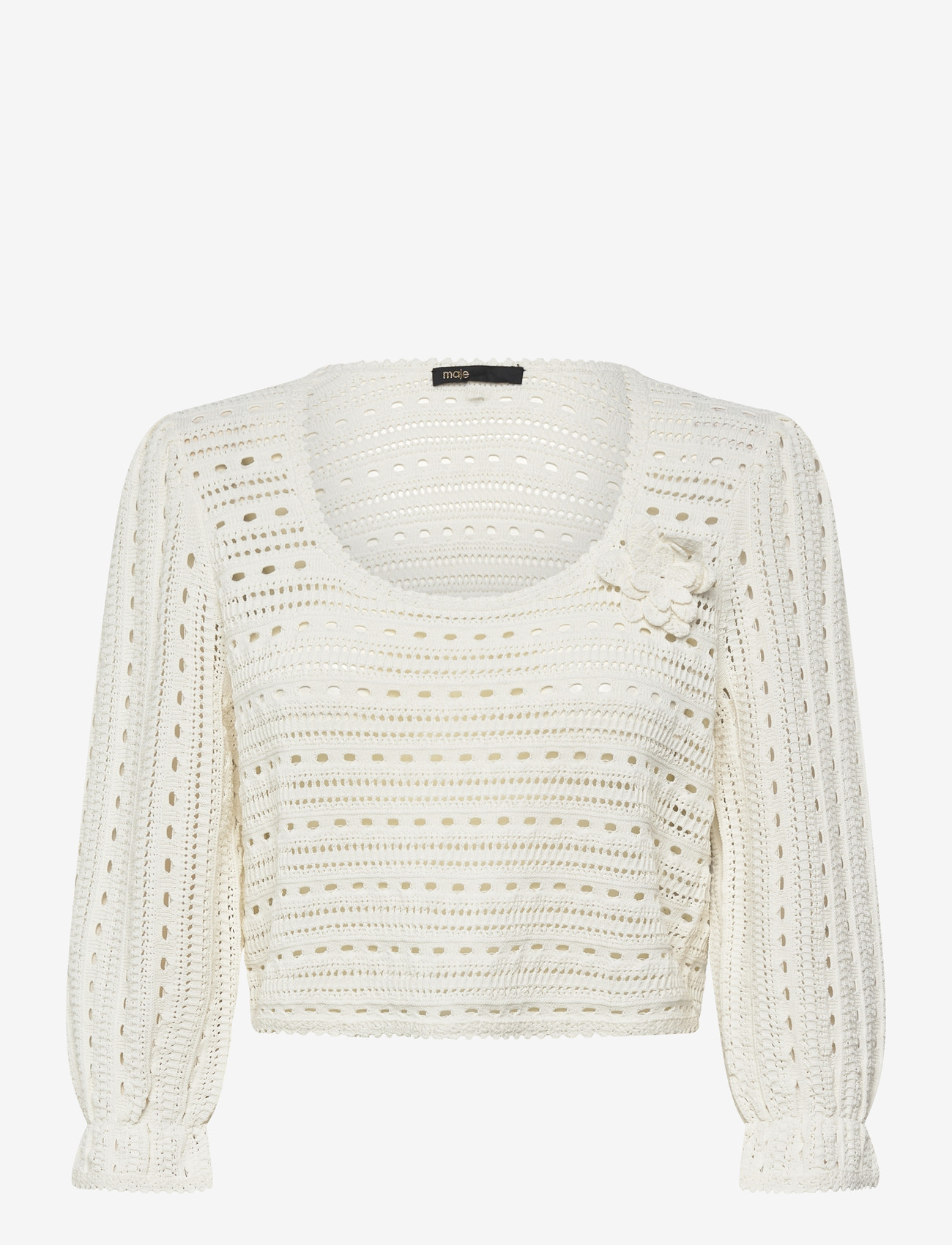 Maje - Croquet pointelle sweater - striktrøjer - white - 0