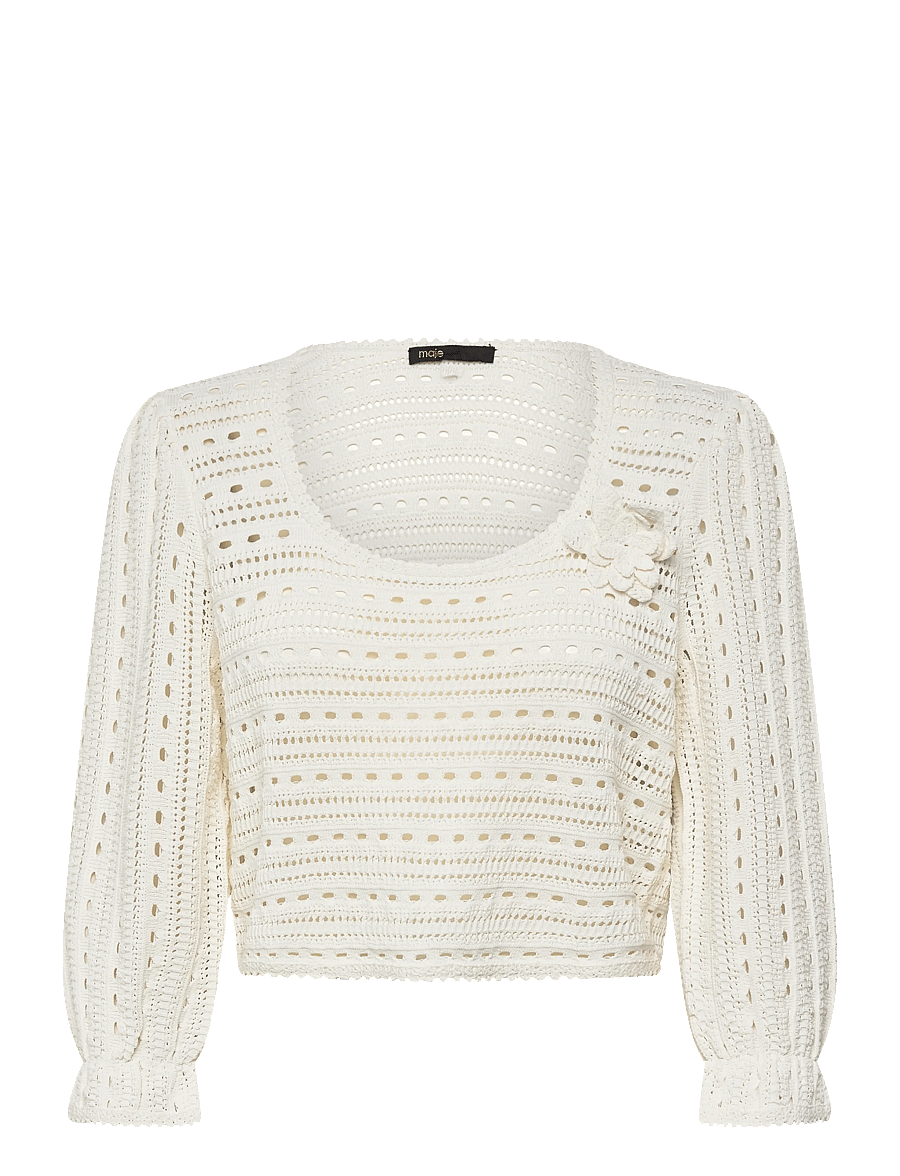 Maje - Croquet pointelle sweater - kampsunid - white - 0
