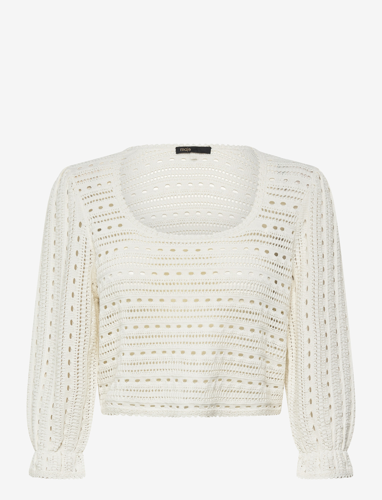 Maje - Croquet pointelle sweater - striktrøjer - white - 2