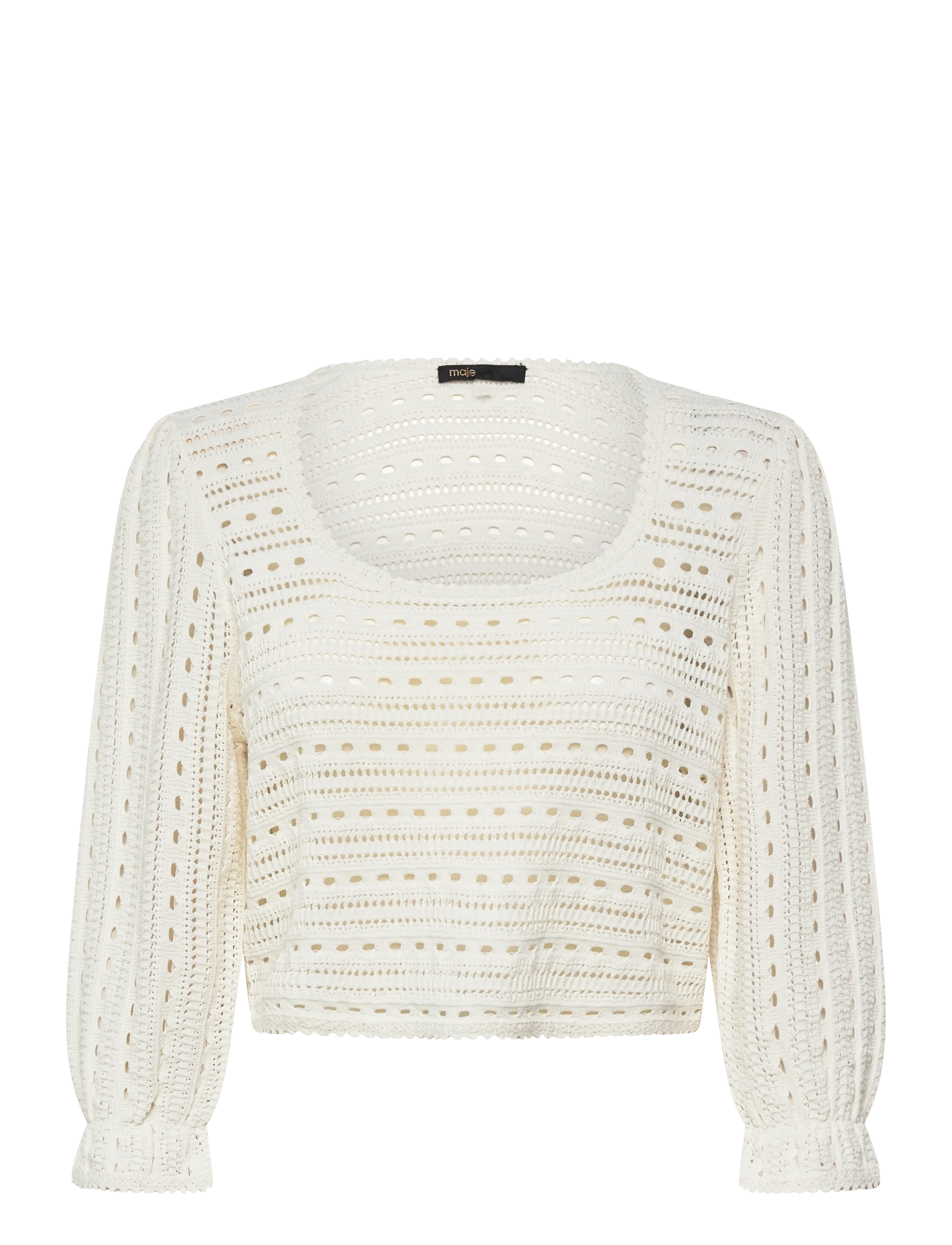 Maje - Croquet pointelle sweater - jumpers - white - 2