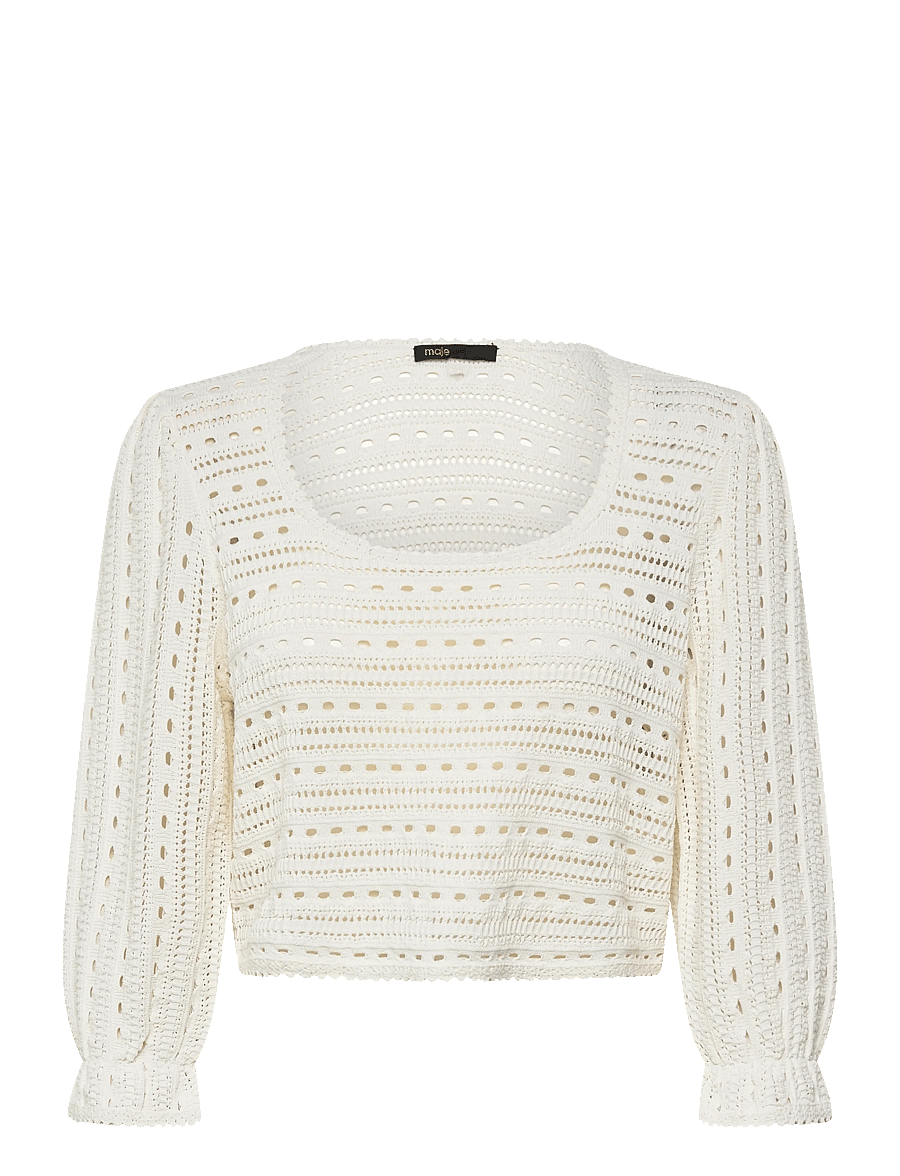 Maje - Croquet pointelle sweater - kampsunid - white - 2