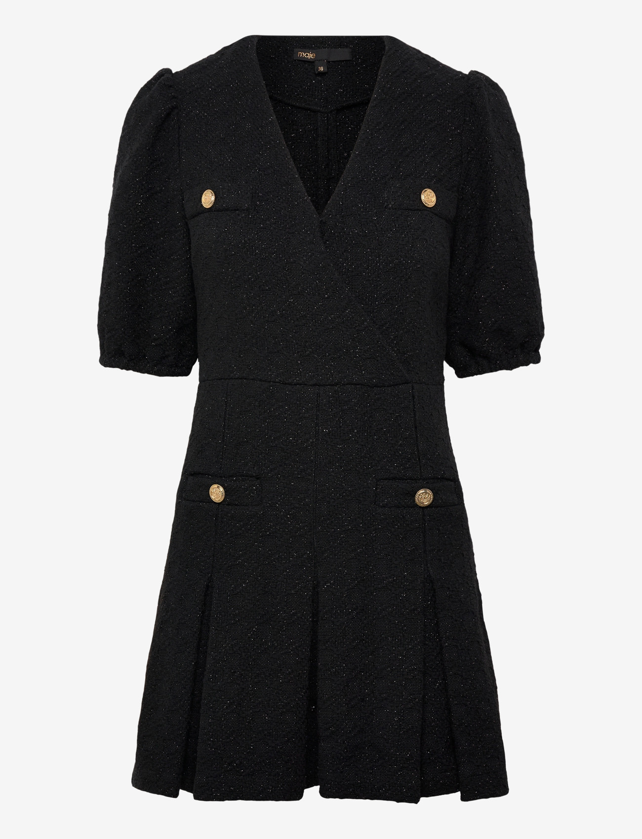 Maje - Shiny tweed dress - partykleider - black - 0