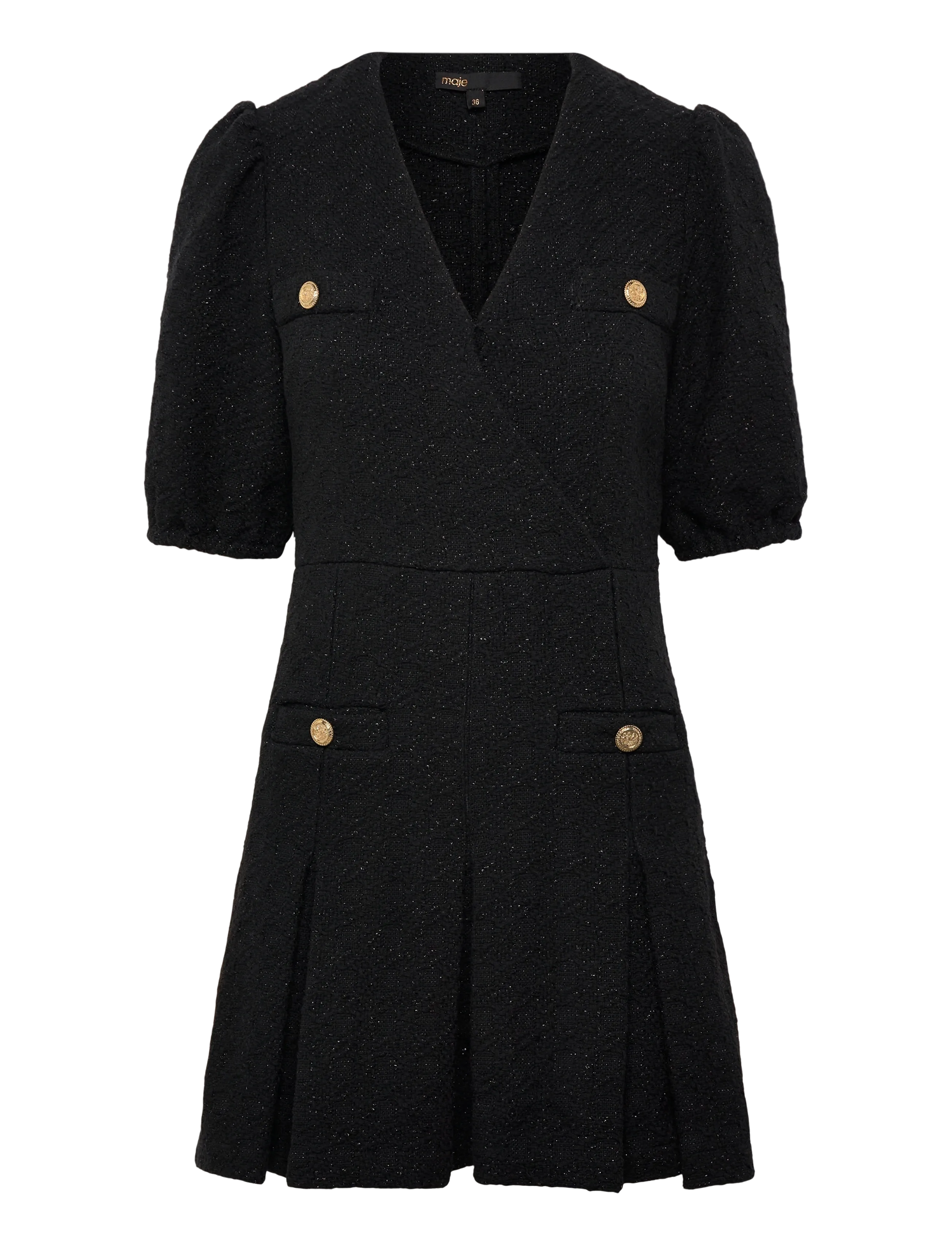 Maje Shiny tweed dress - Kleider - BLACK / black