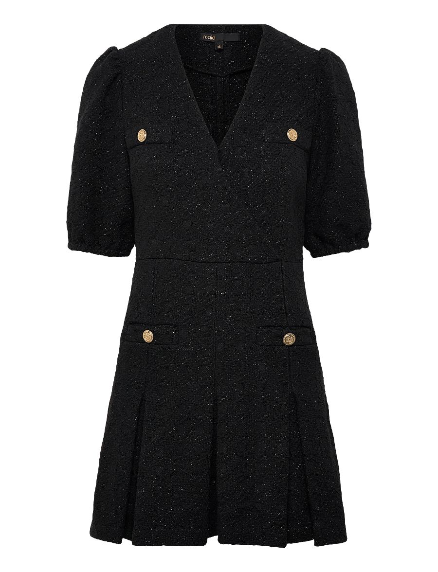 Maje - Shiny tweed dress - party dresses - black - 0