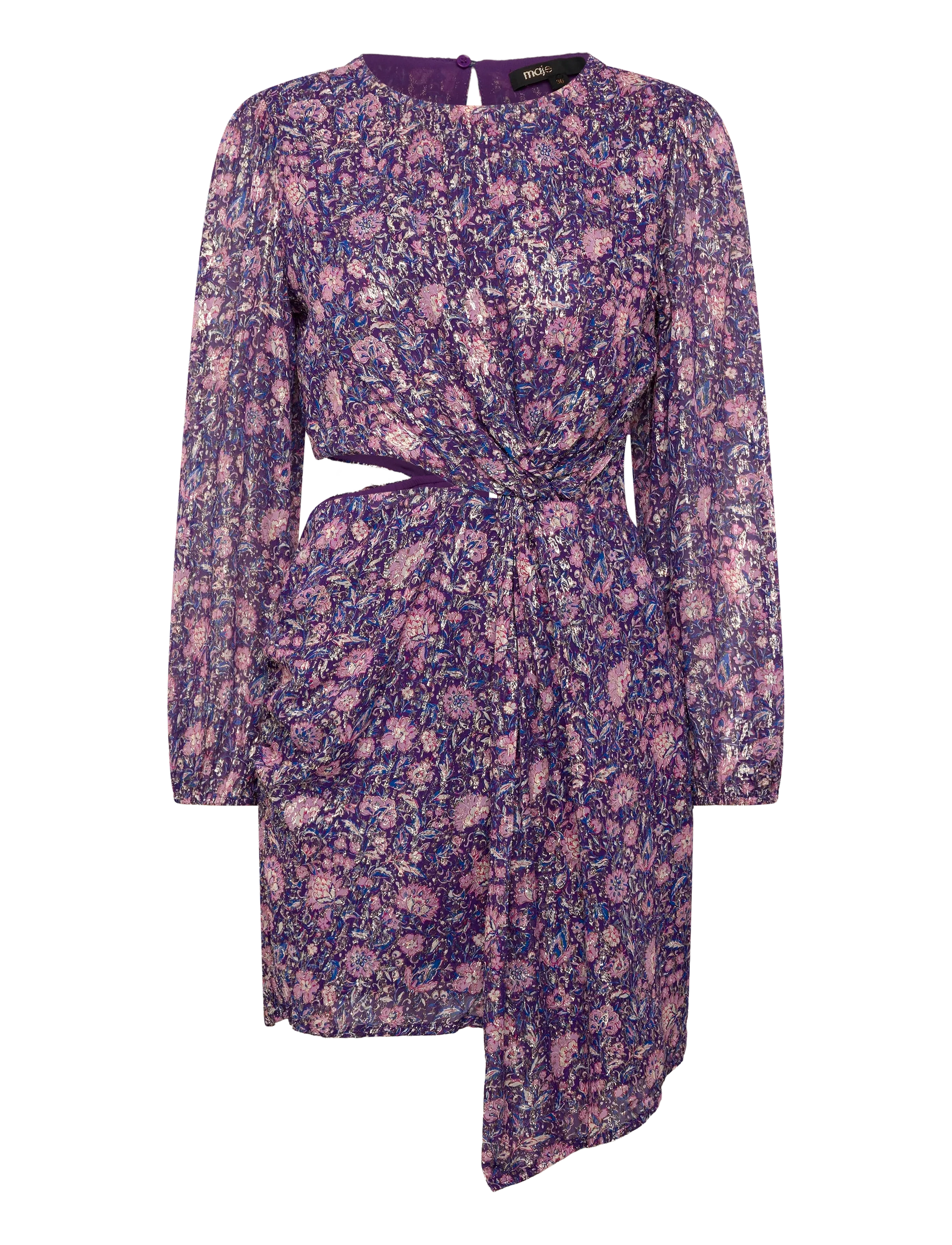 Maje Short embroidered basket knit dress - Kurze Kleider - PURPLE / purple