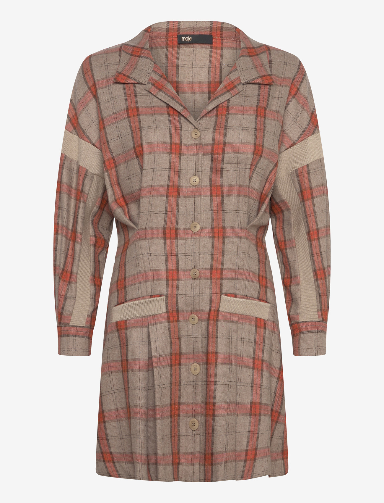 Maje - Checked Shirt Dress - särkkleidid - orange - 0