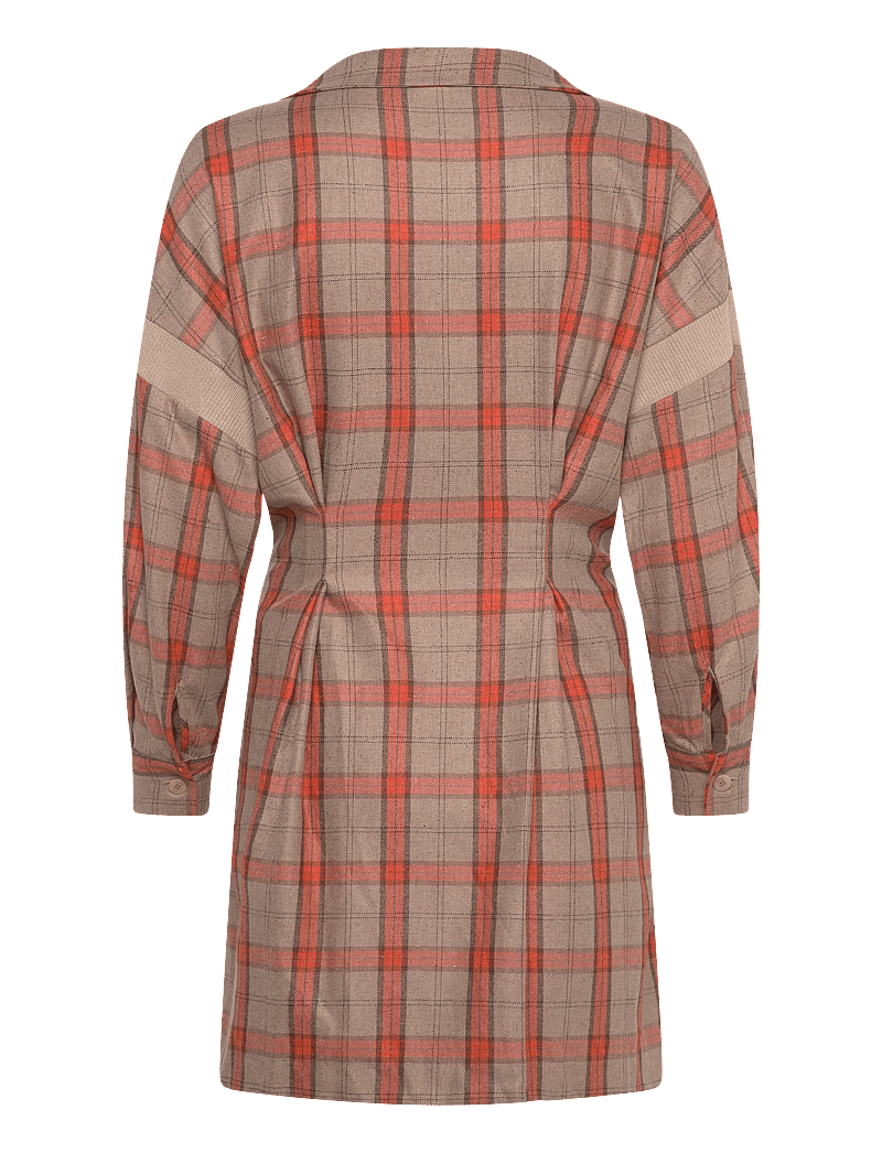 Maje - Checked Shirt Dress - hemdkleider - orange - 1