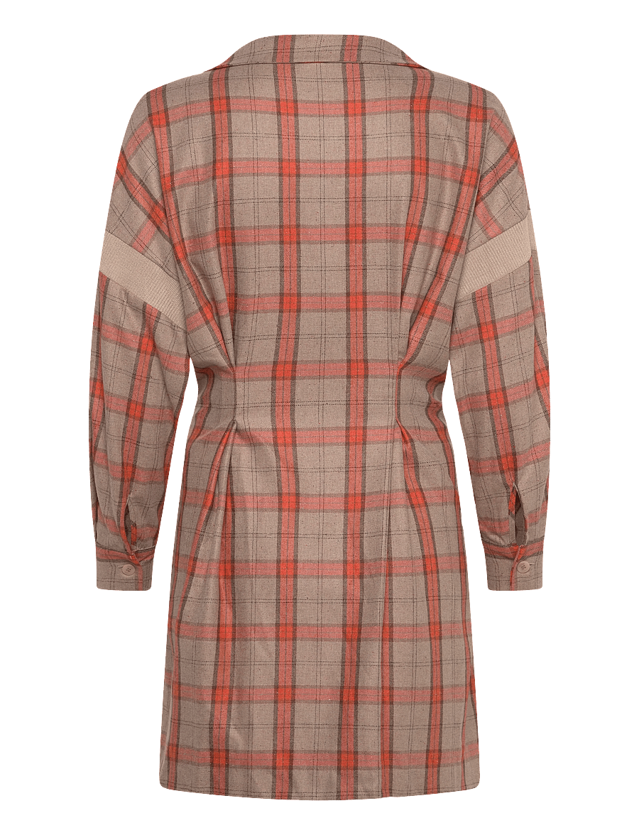 Maje - Checked Shirt Dress - hemdkleider - orange - 1