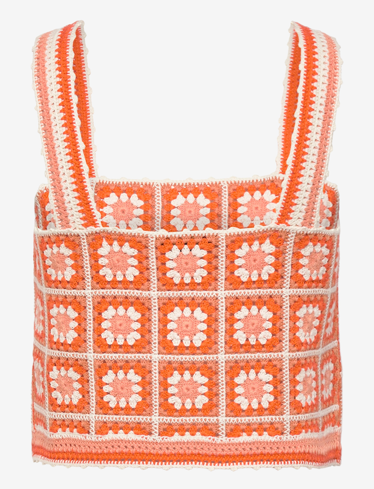 Maje - Square Neck Sleeveless Crochet Tank Top - tanktops - orange - 1