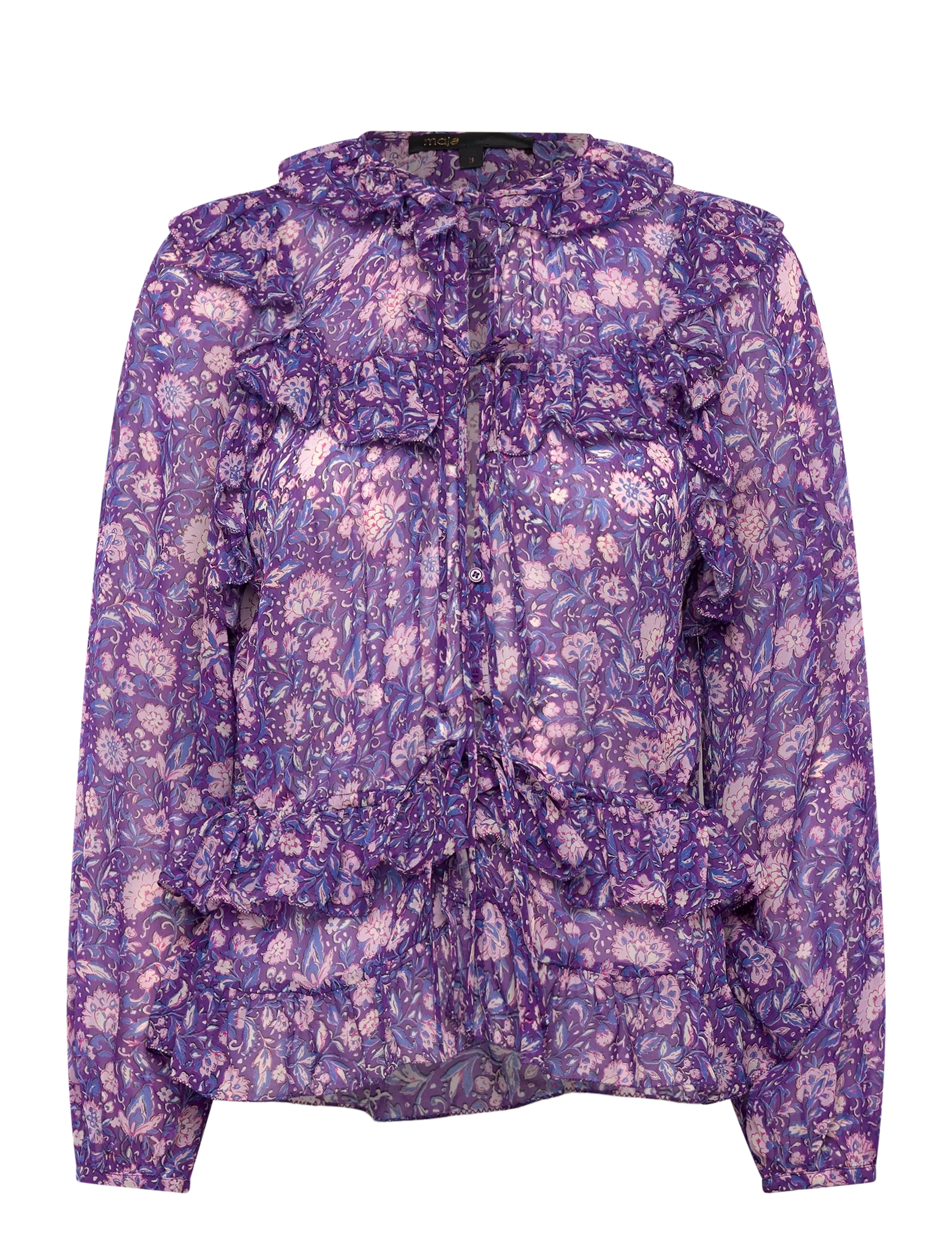 Maje Dahlia printed viscose top - Pēdējā iespēja - PURPLE / purple