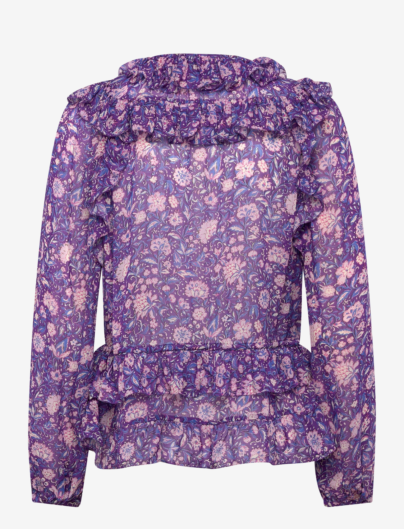 Maje - Dahlia printed viscose top - langärmlige blusen - purple - 1