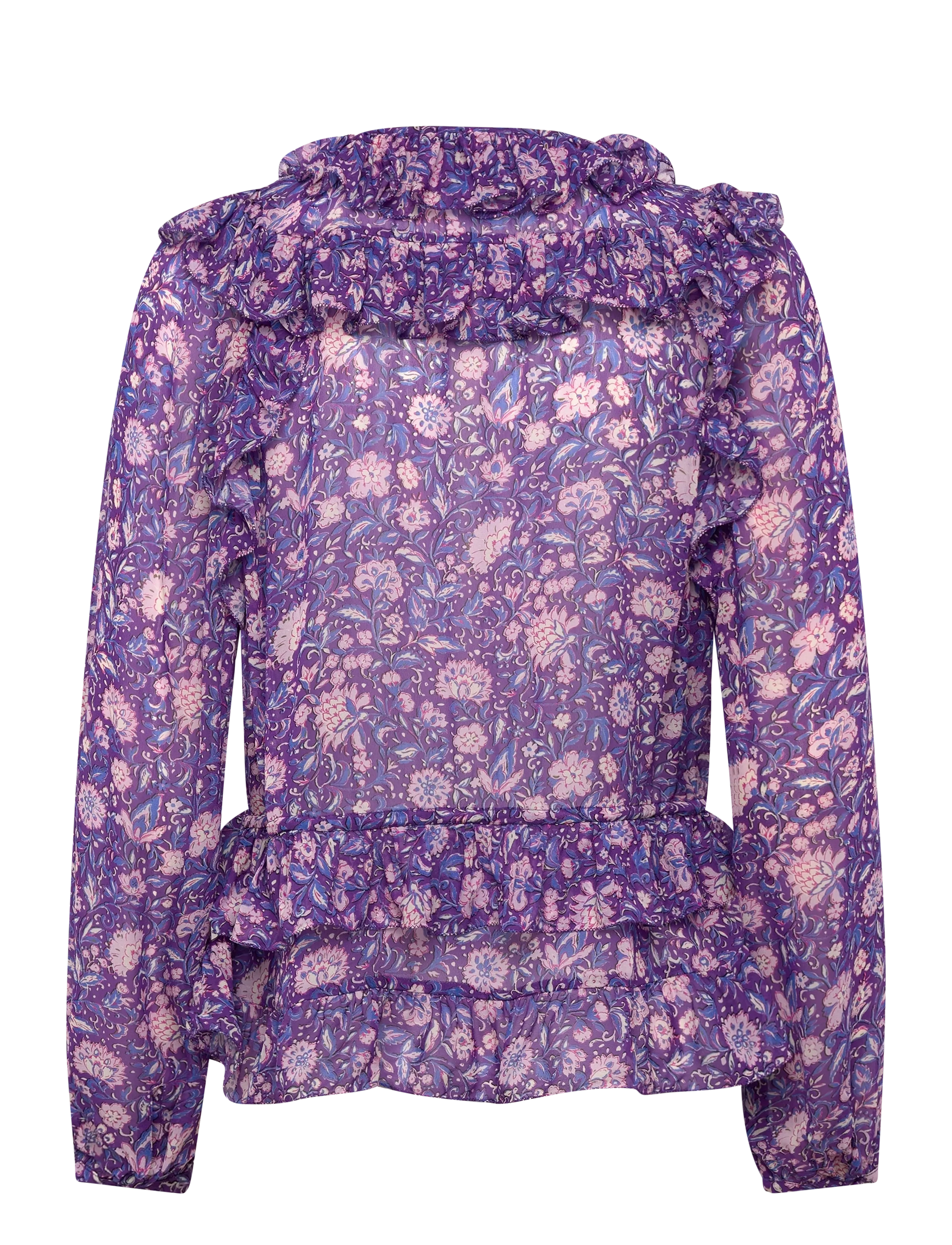 Maje - Dahlia printed viscose top - long sleeved blouses - purple - 1