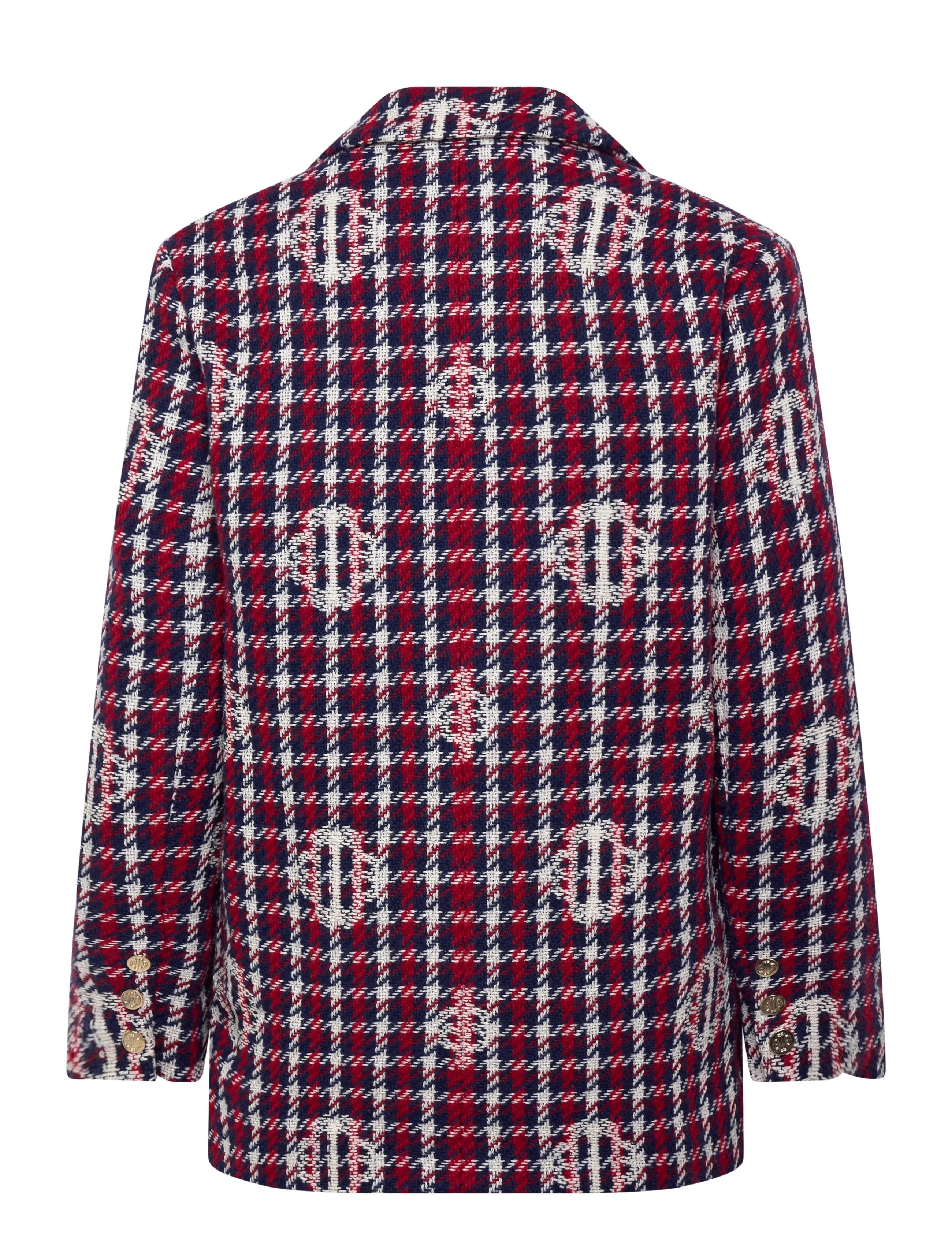 Maje - Clover plaid jacquard jacket - uldjakker - navy/red - 1