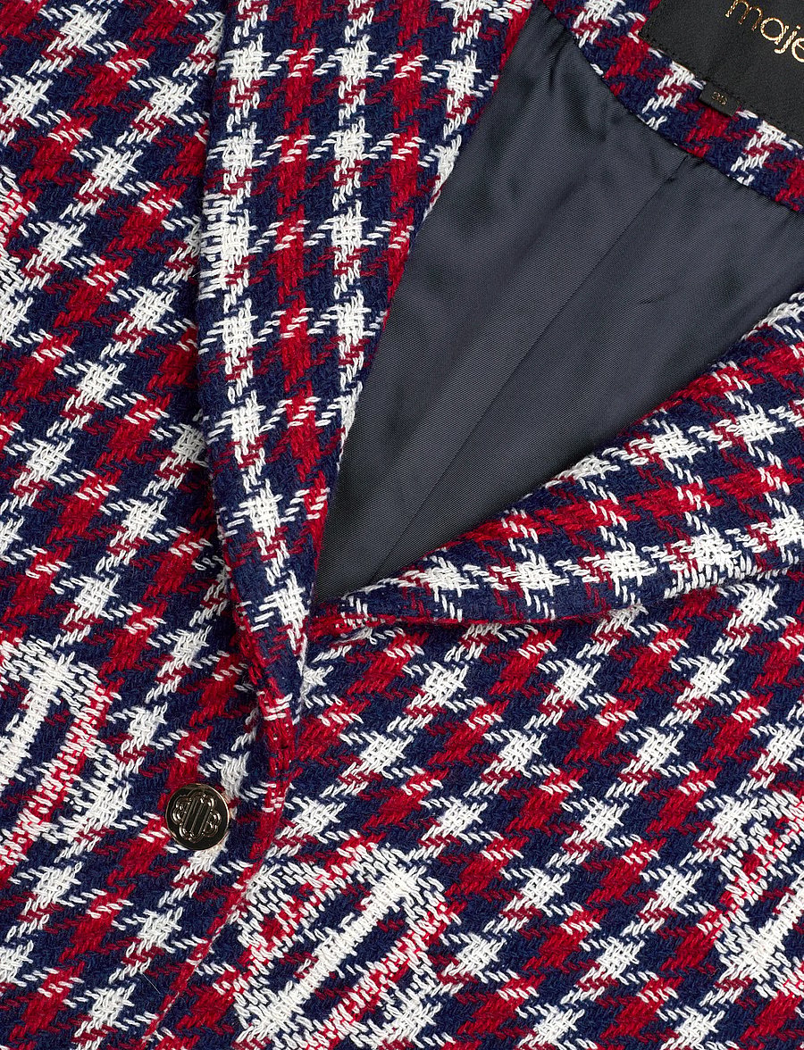 Maje - Clover plaid jacquard jacket - uldjakker - navy/red - 2