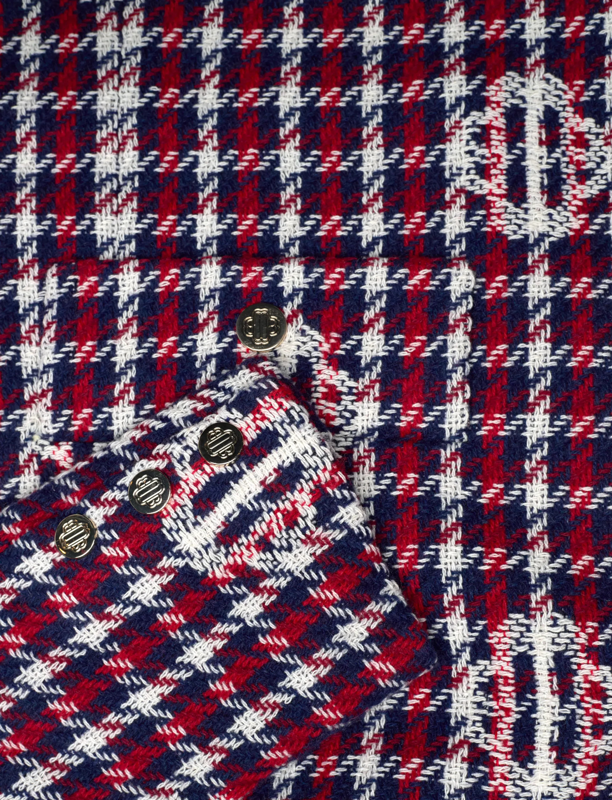 Maje - Clover plaid jacquard jacket - uldjakker - navy/red - 3