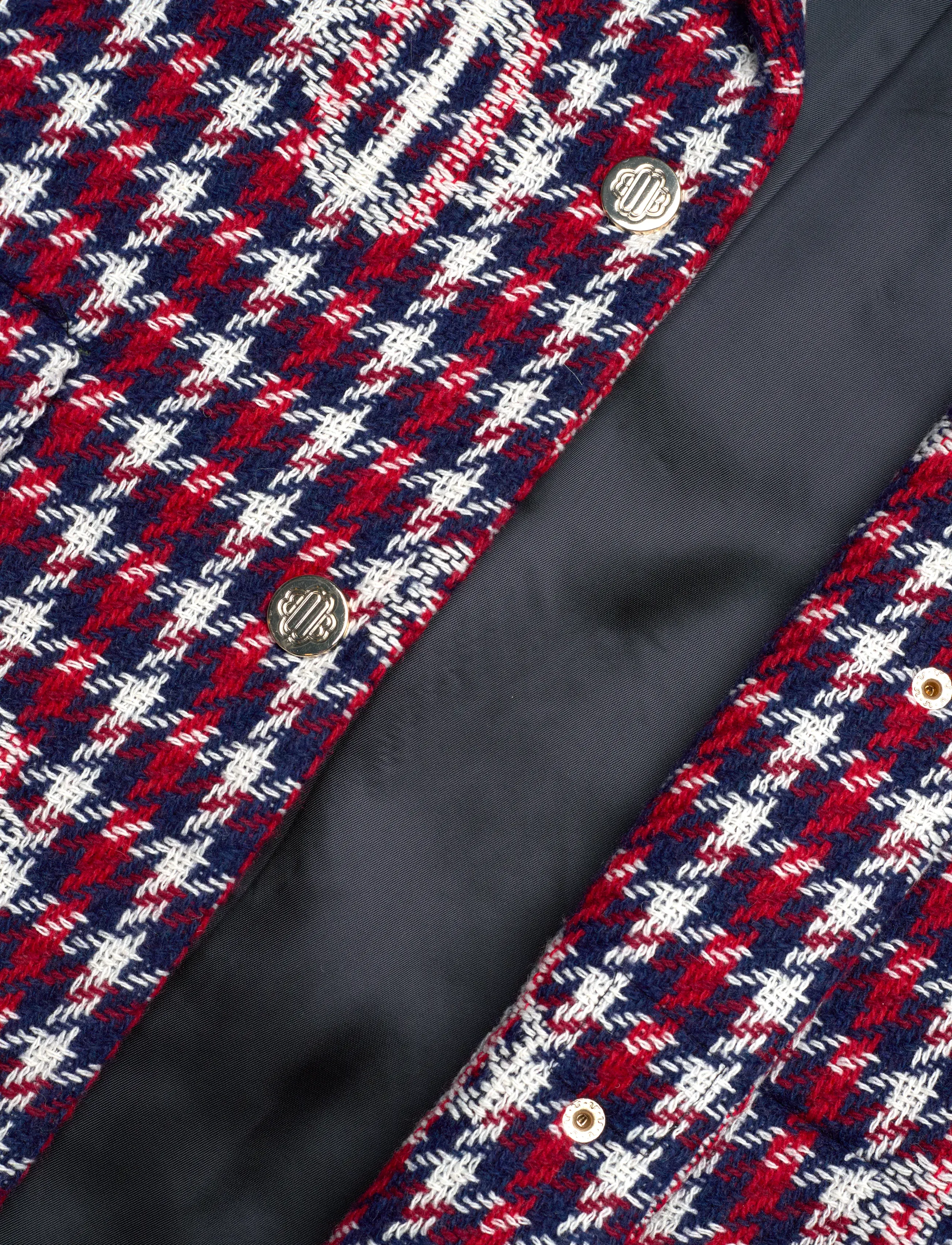 Maje - Clover plaid jacquard jacket - uldjakker - navy/red - 4