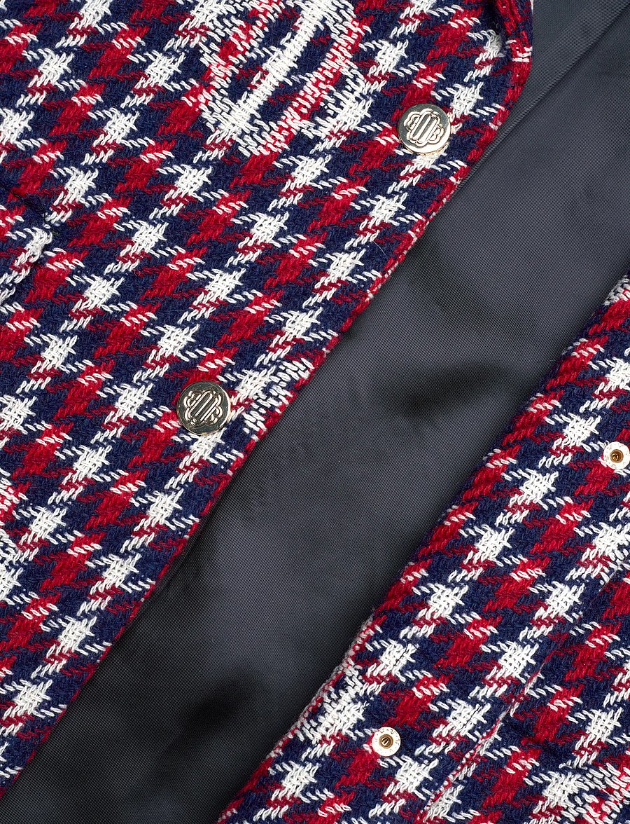 Maje - Clover plaid jacquard jacket - uldjakker - navy/red - 4