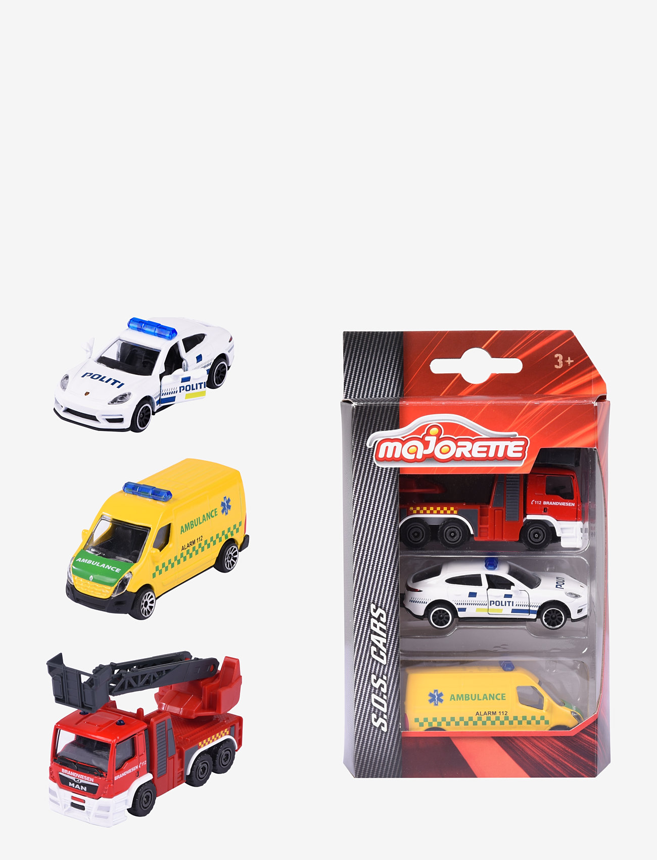 Majorette - Majorette Danish Emergency Vehicles, 3 Pieces Set - leikfangabílar - multi coloured - 0