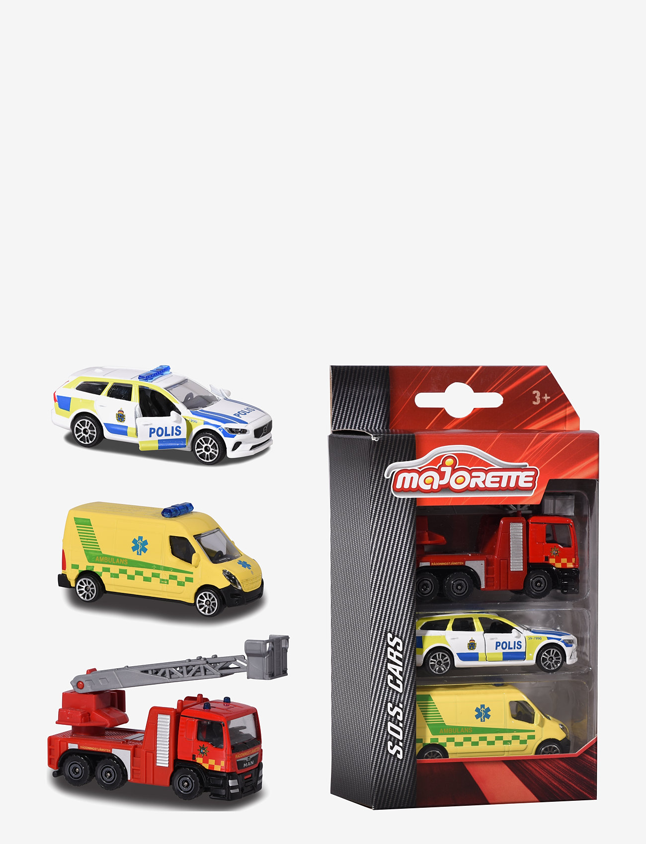 Majorette - Majorette 3-Pack Svenska Utryckningsfordon - polisbilar - multicoloured - 2