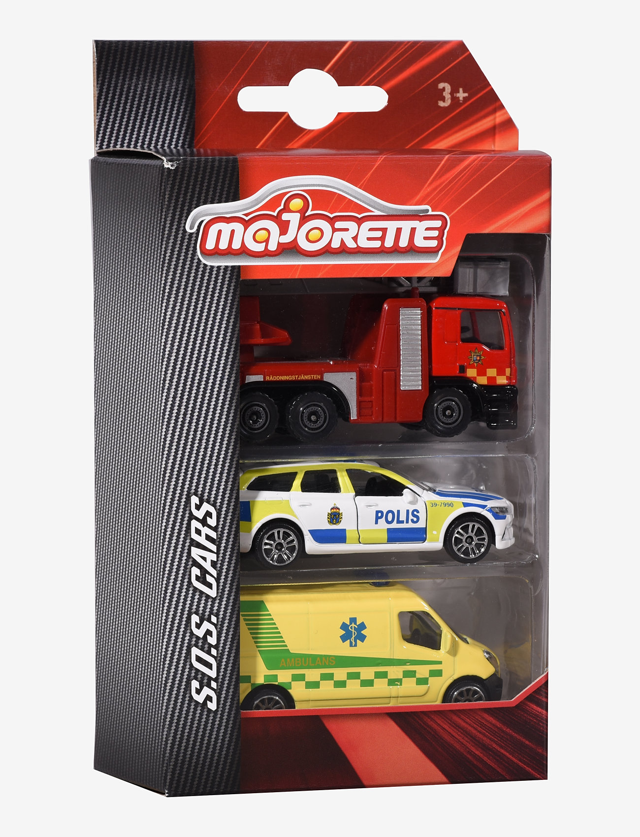 Majorette - Majorette 3-Pack Svenska Utryckningsfordon - polisbilar - multicoloured - 3