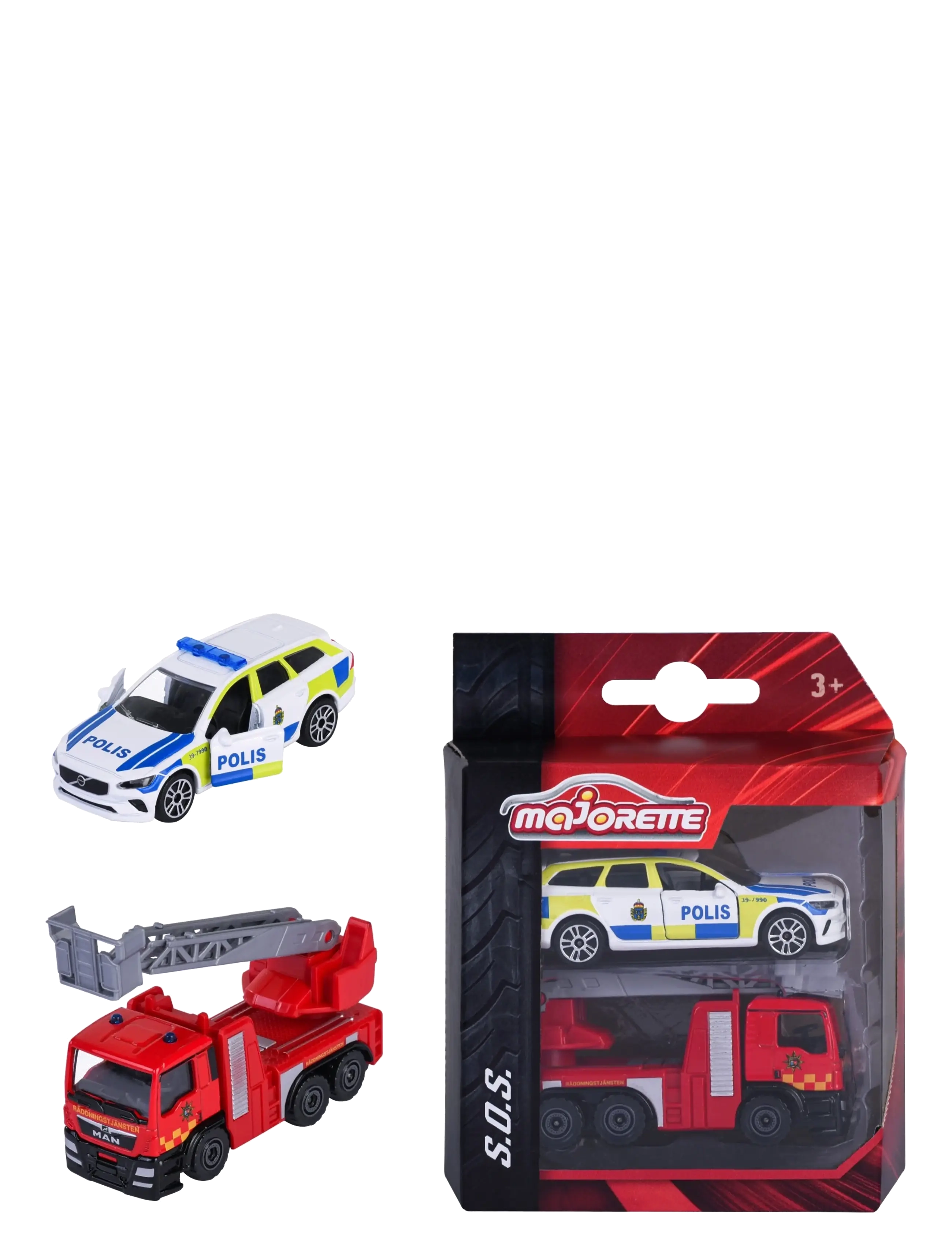 Majorette Swedish S.o.s. 2 Pieces Set, One Size, Toy Cars, Rot - Other Kinder