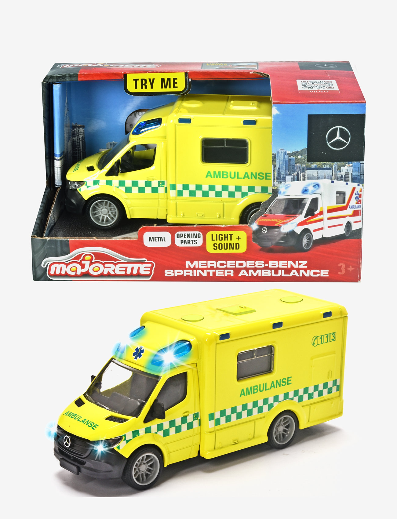 Majorette - Mercedes-Benz Sprinter Ambulance NORSK - de laveste prisene - yellow - 1