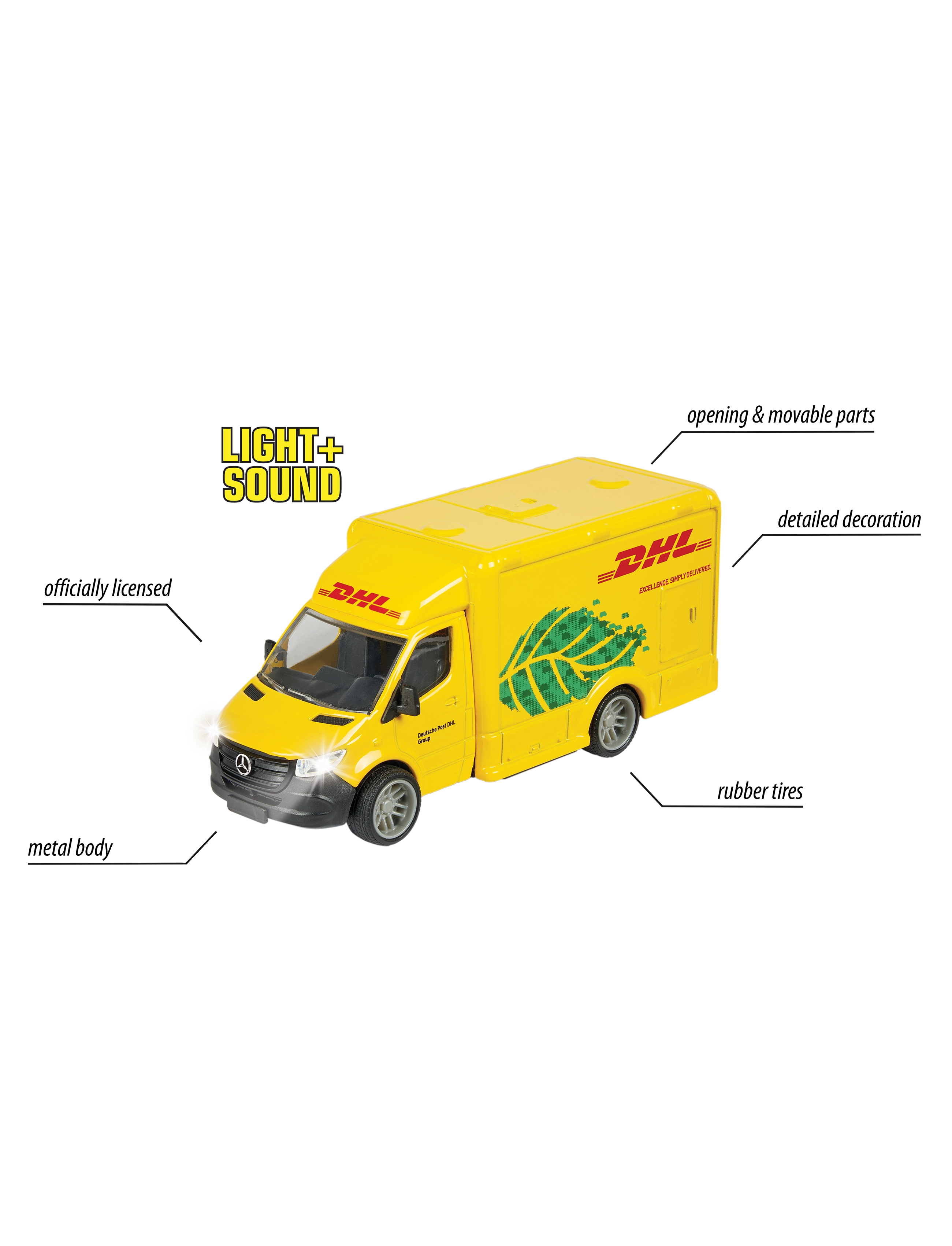 Majorette - Majorette Grand Series Mercedes-Benz Sprinter DHL - lastbiler - yellow - 5