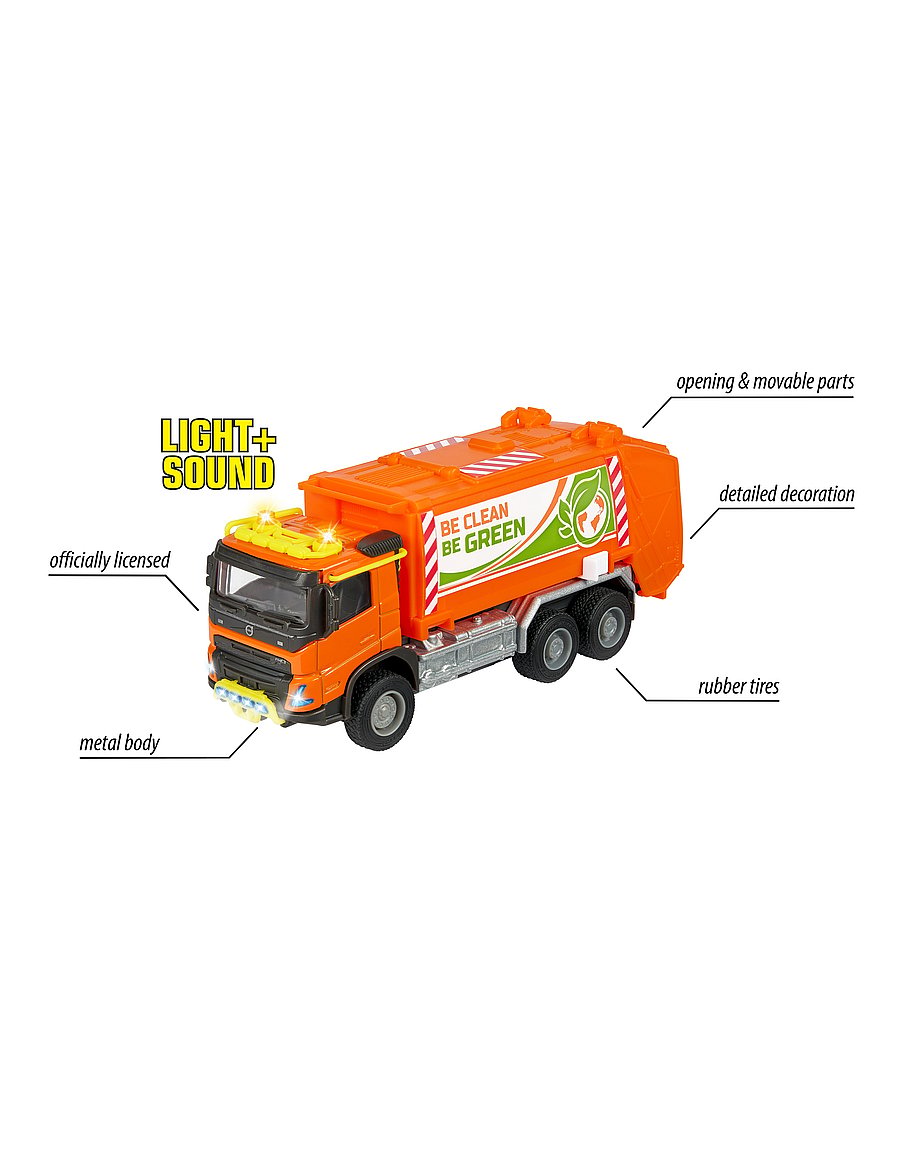 Majorette - Majorette Grand Series Volvo FMX Garbage Truck - prügiautod - orange - 5