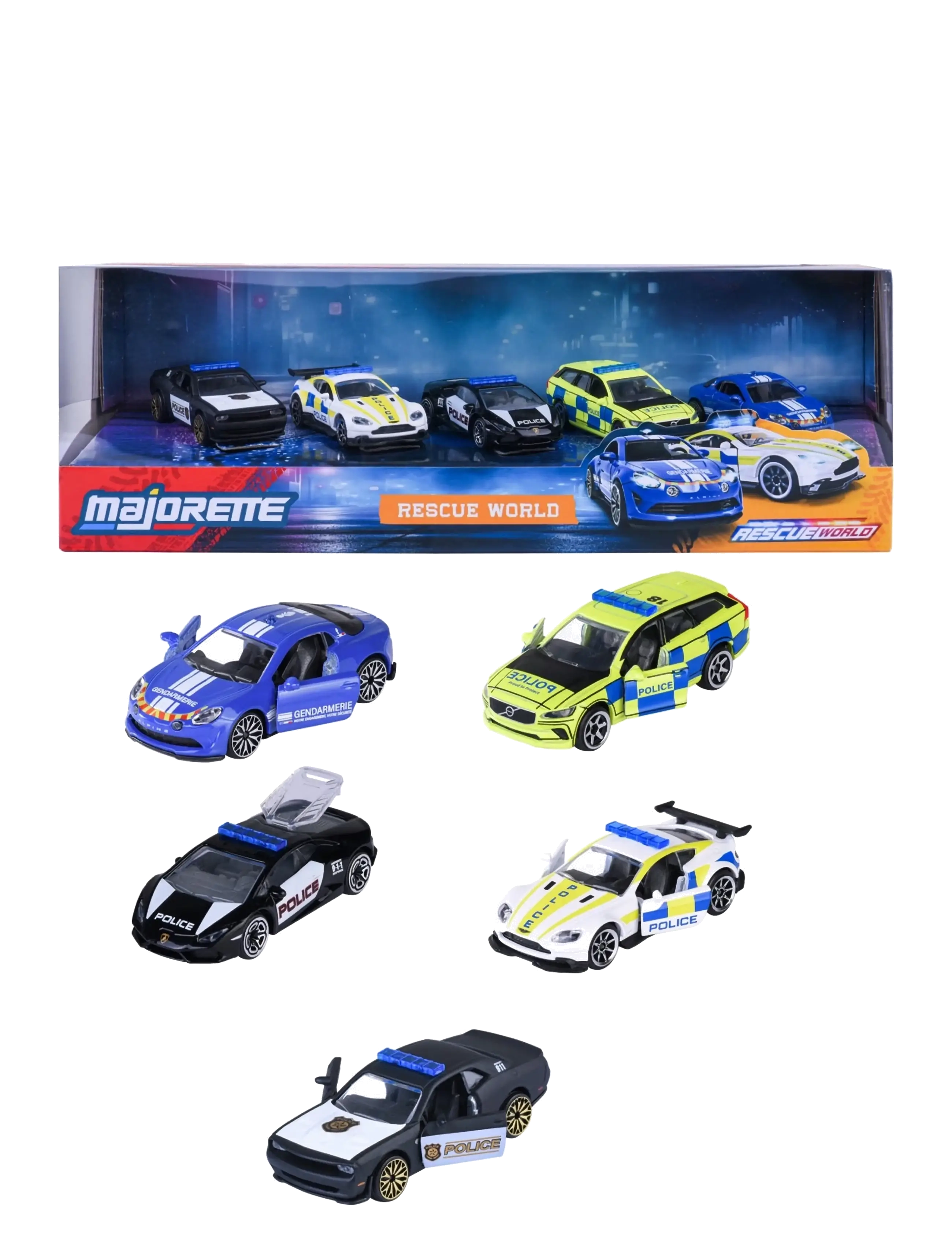 Majorette Rescue World 5-Pack Gift Box, One Size, Toy Cars, Mehrfarbig/gemustert - Police Kinder