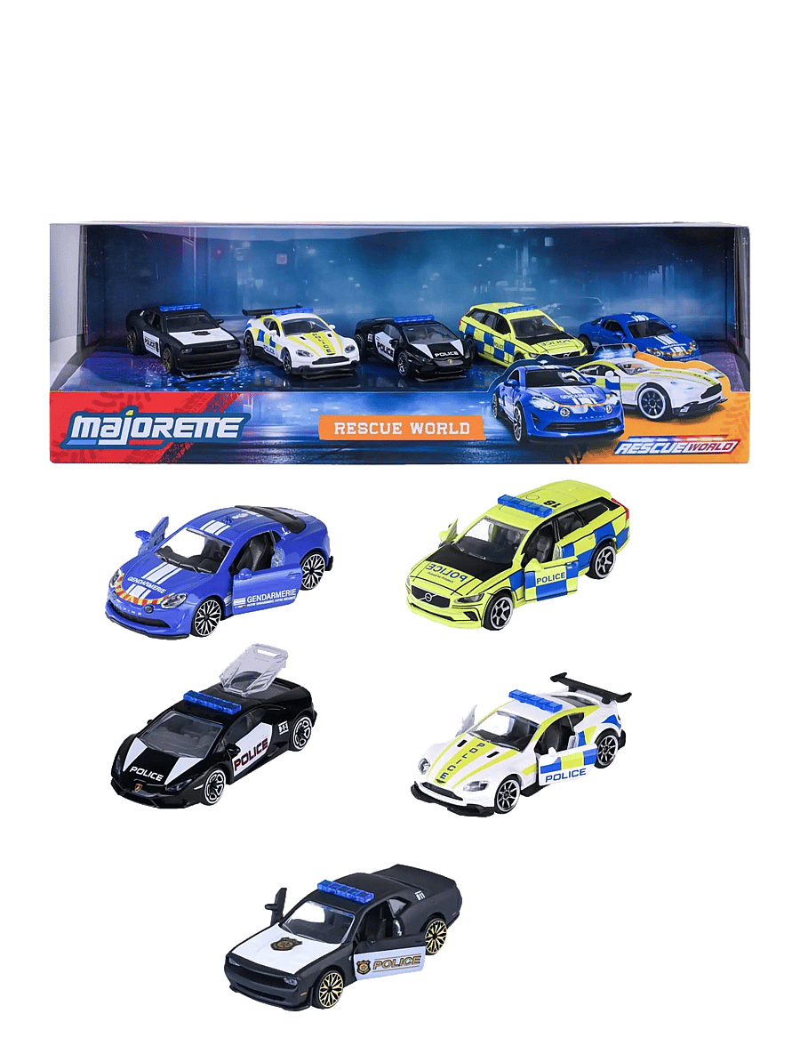 Majorette - Majorette Rescue World 5-Pack Gift Box - policijos mašinėlės - multi coloured - 1