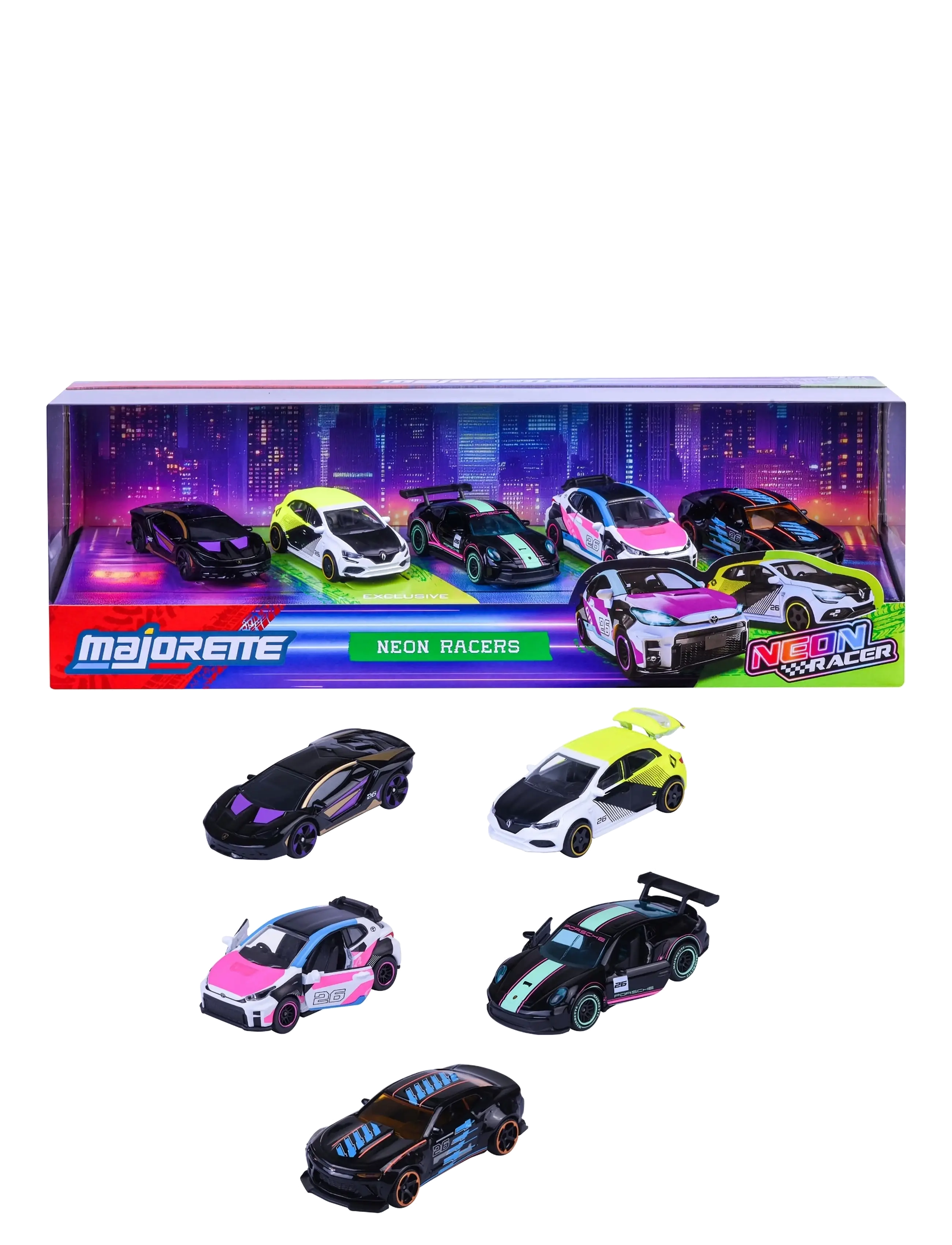 Majorette Majorette Neon Racer 5 Pieces Giftpack - Simba Toys - MULTI COLOURED / multi