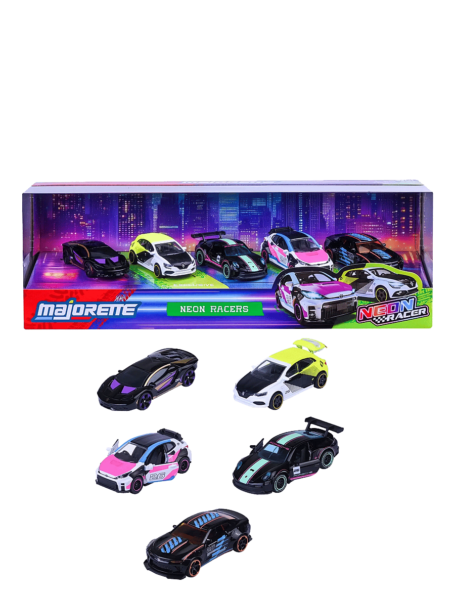 Majorette - Majorette Neon Racer 5 Pieces Giftpack - mänguautod - multi coloured - 1